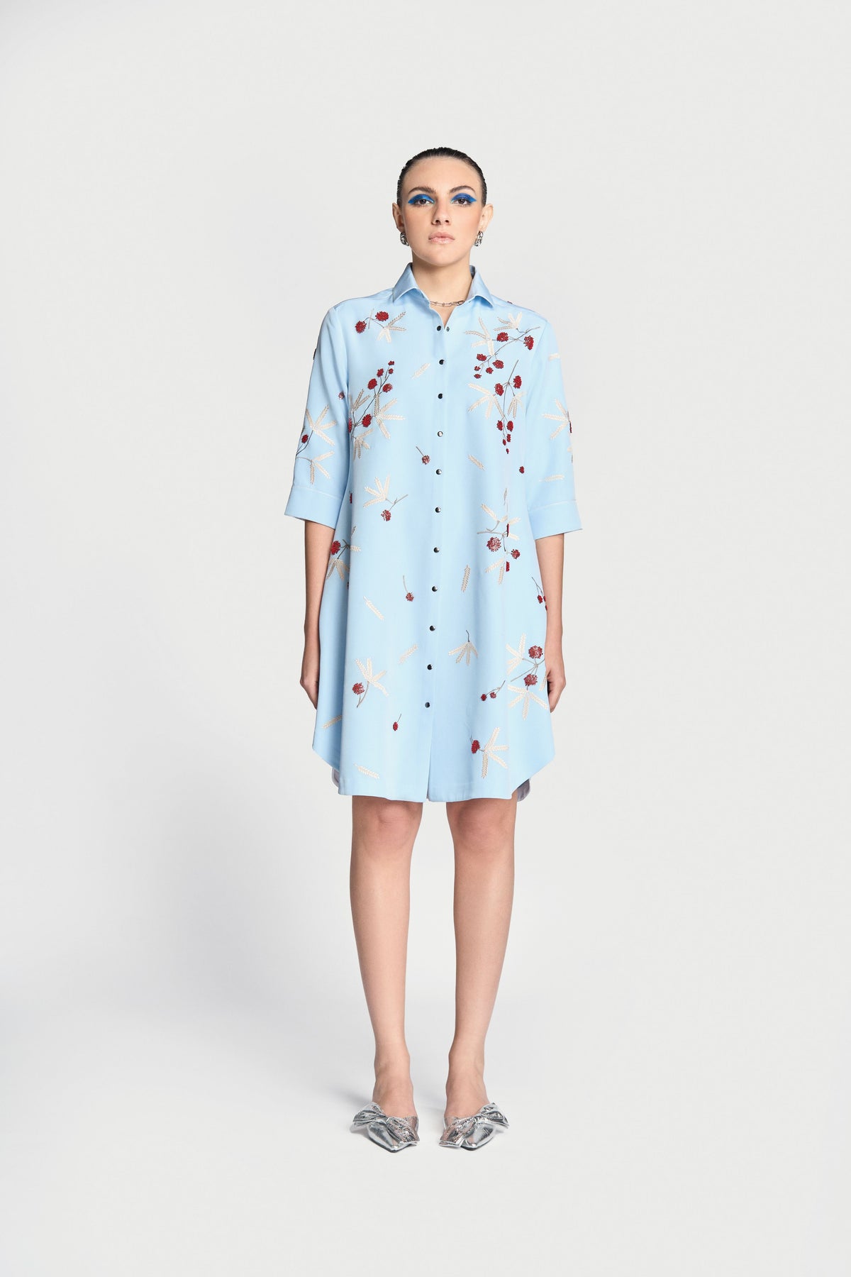 Broken Branches A-line Shirt Dress