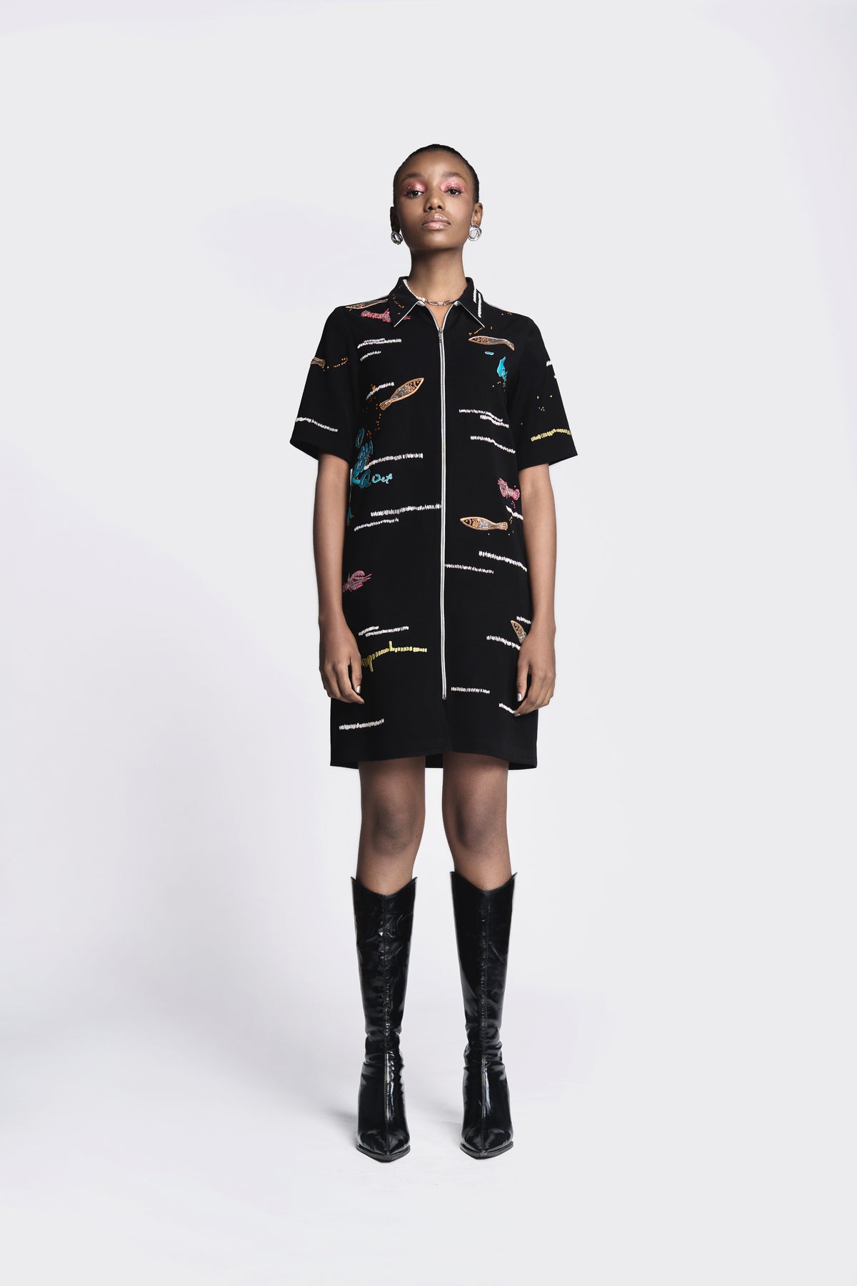 Fish And Prawn Shift Dress