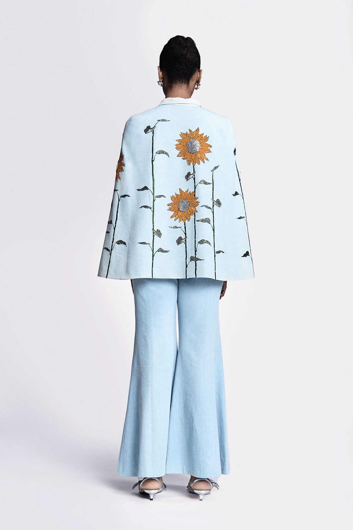 Sunflower Cape With Bell Bottom Pants