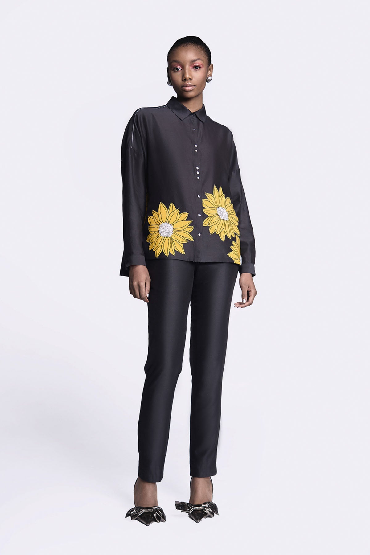 Sunflower Applique Boxy Shirt