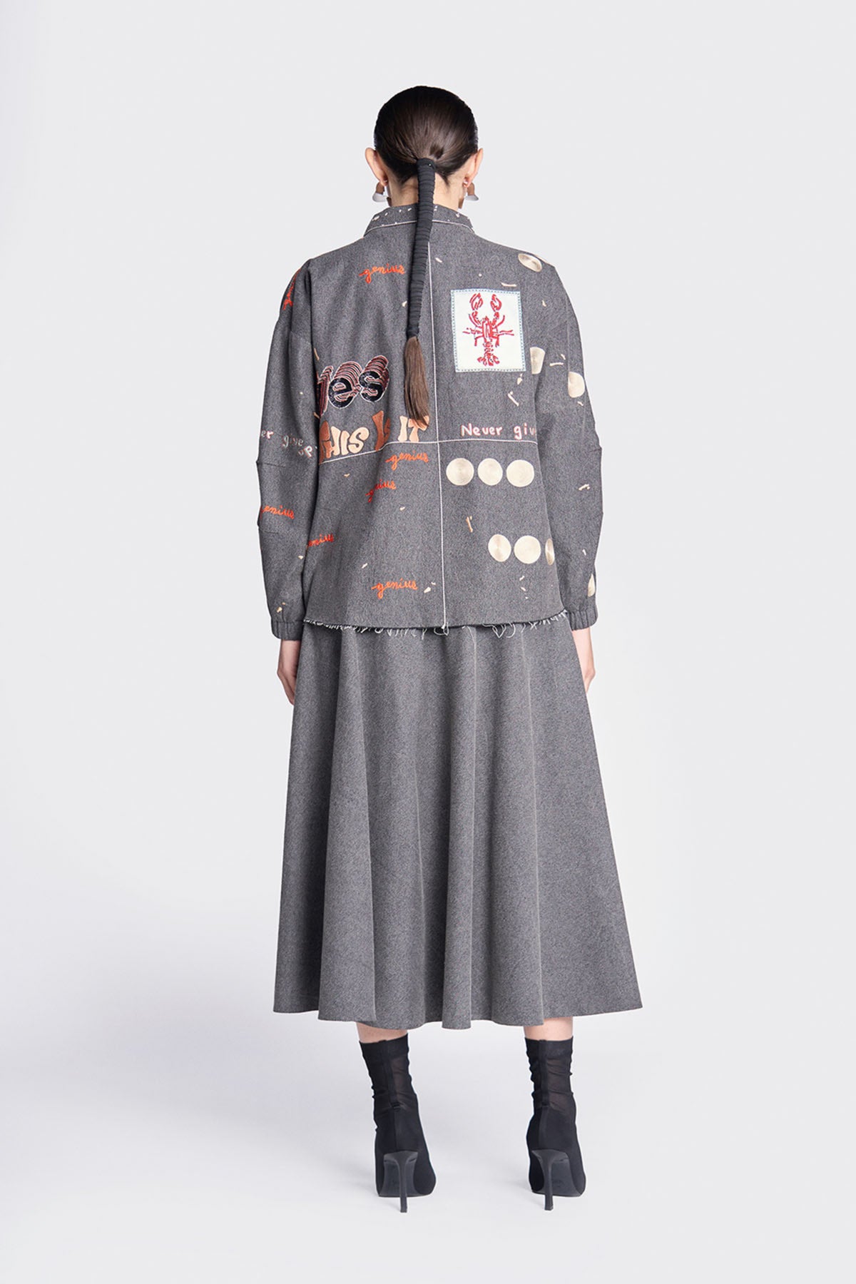 Telephone Circles And Crab Oversized Jacket With Circular Skirt