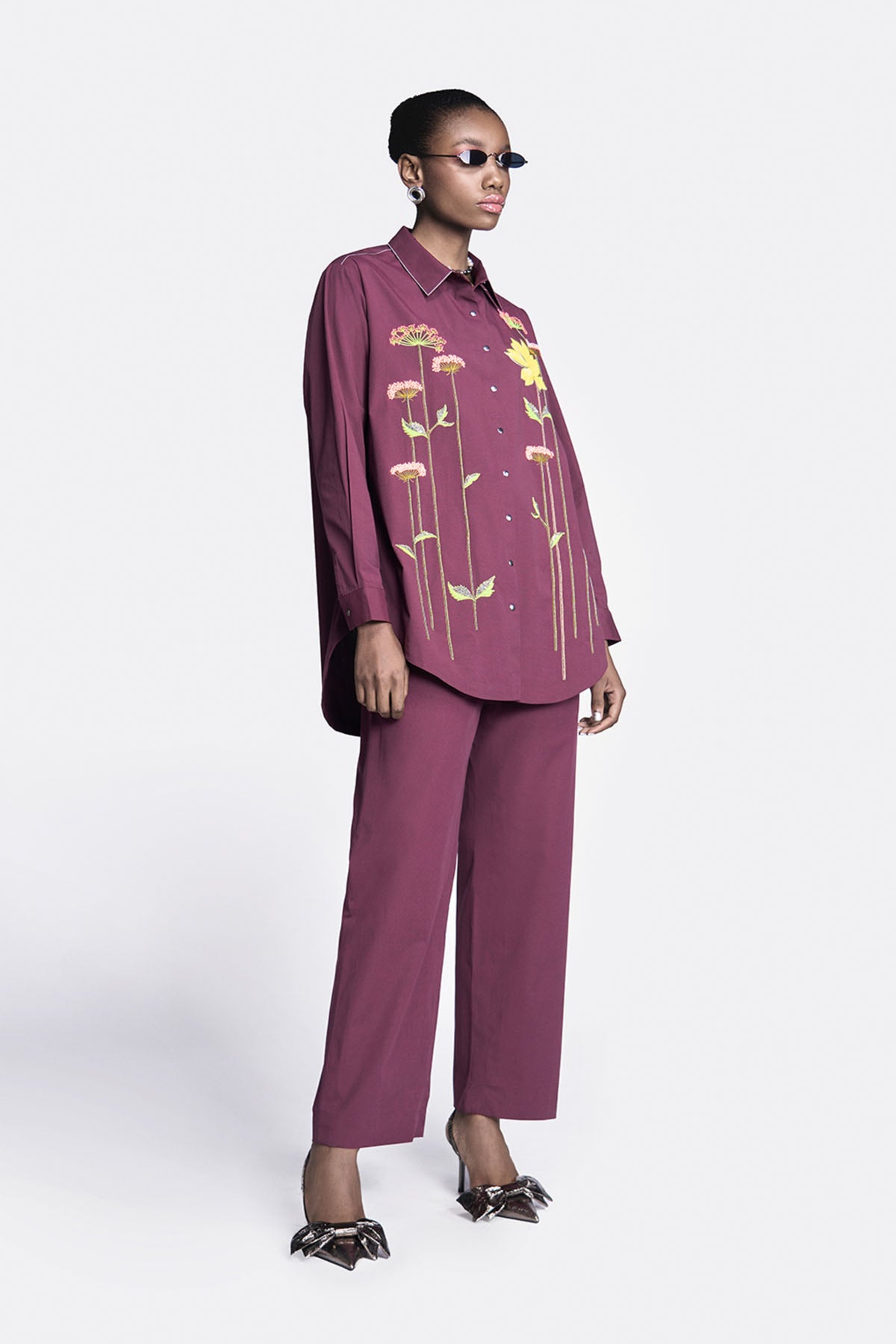 Colourful Lotus Baggy Shirt With Straight Pants