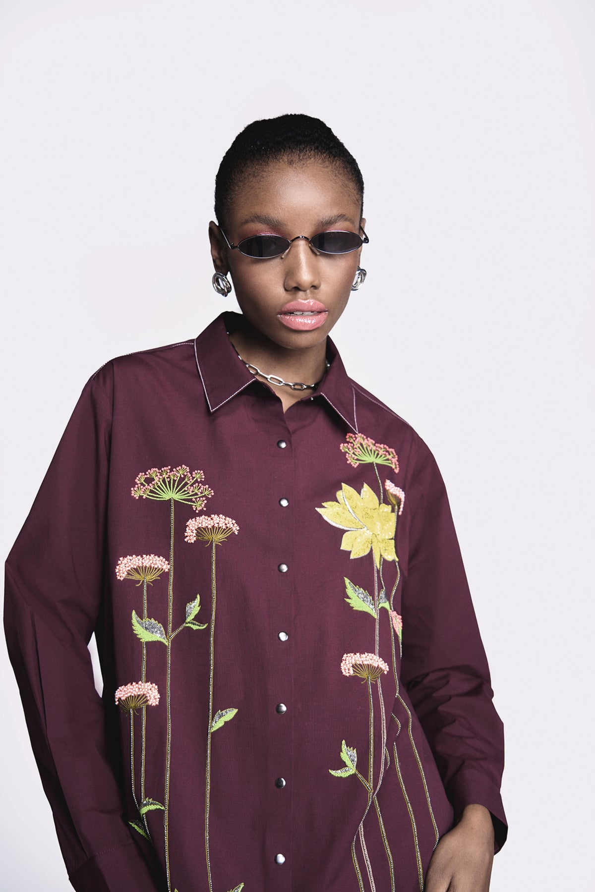 Colourful Lotus Baggy Shirt With Straight Pants