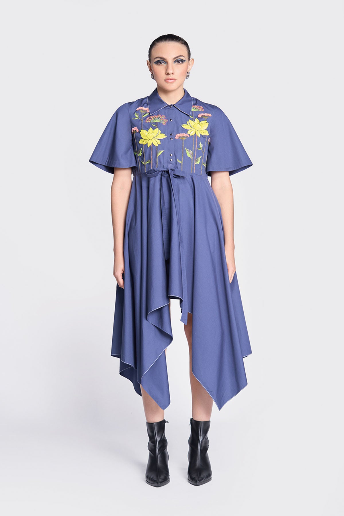 Colourful Lotus Asymmetric Dress