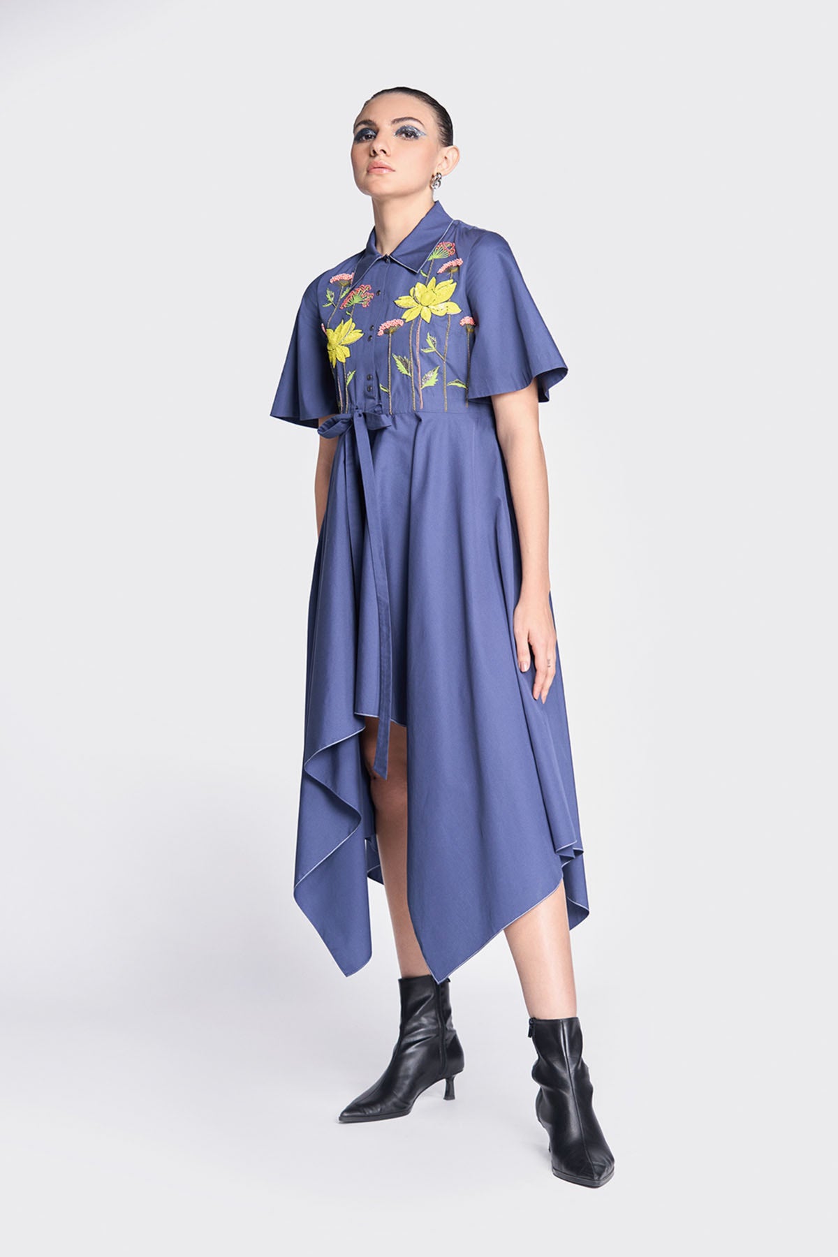 Colourful Lotus Asymmetric Dress