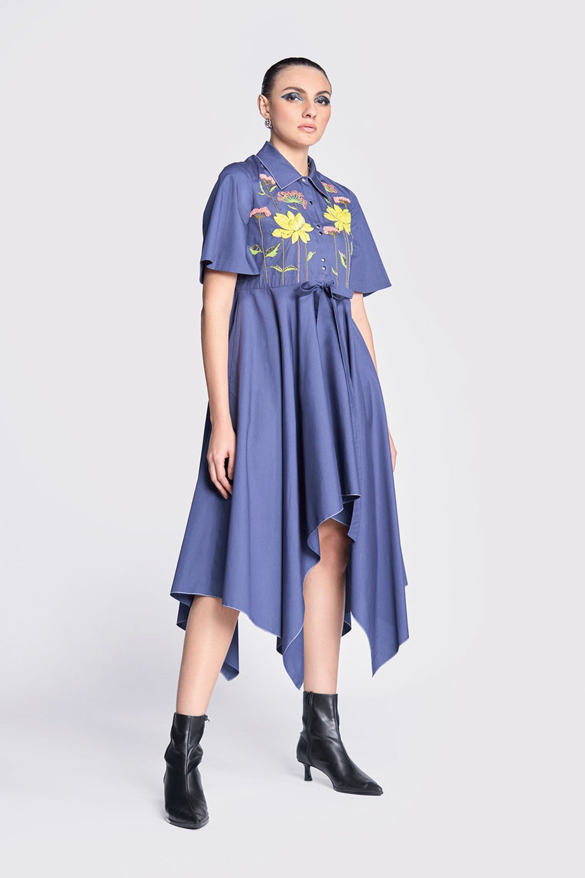 Colourful Lotus Asymmetric Dress