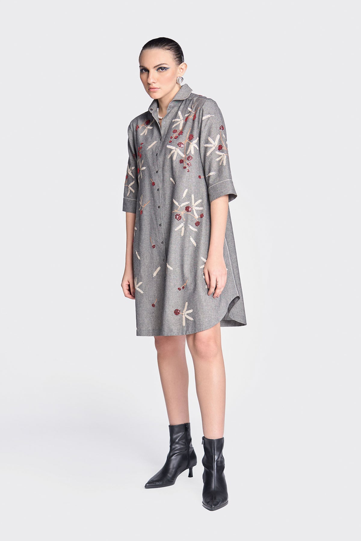 Broken Branches A-line Shirt Dress