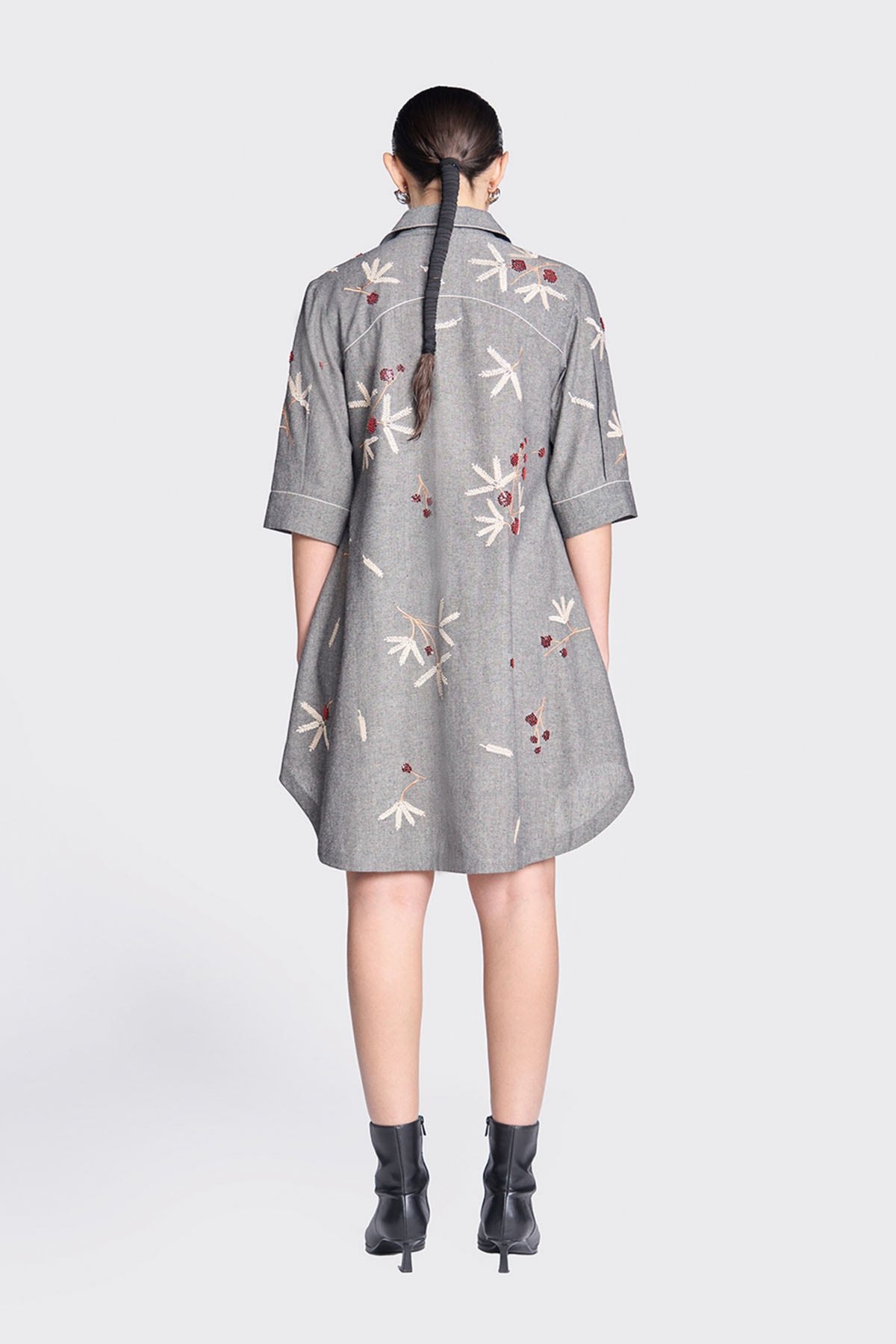 Broken Branches A-line Shirt Dress