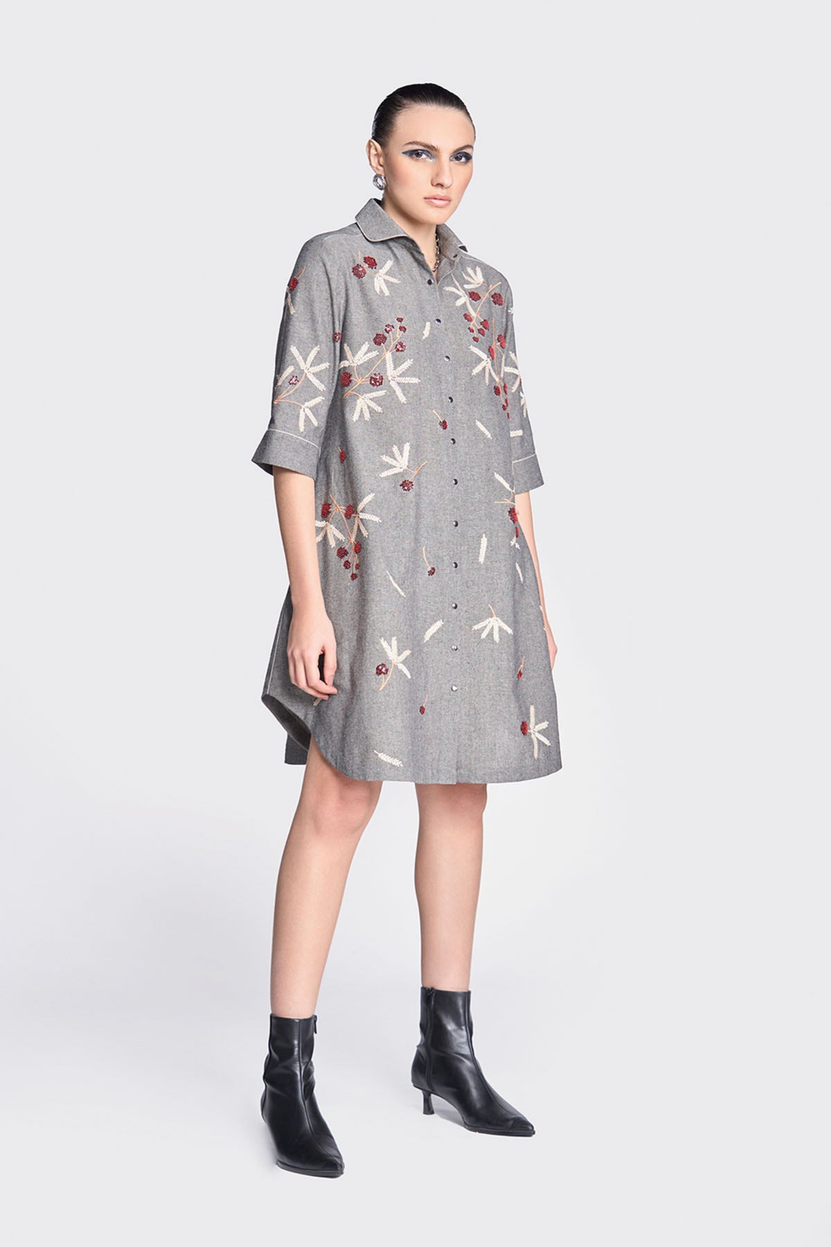 Broken Branches A-line Shirt Dress