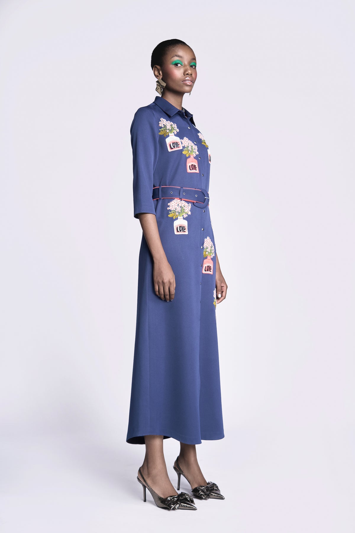 Inkpot Long Shirt Dress With Belt