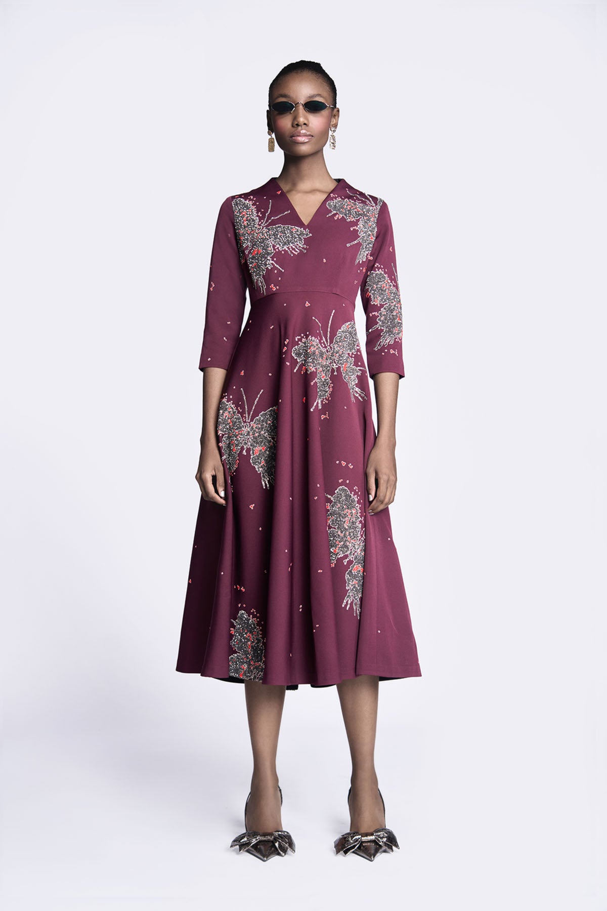 Butterfly Splashes Circular Midi Dress