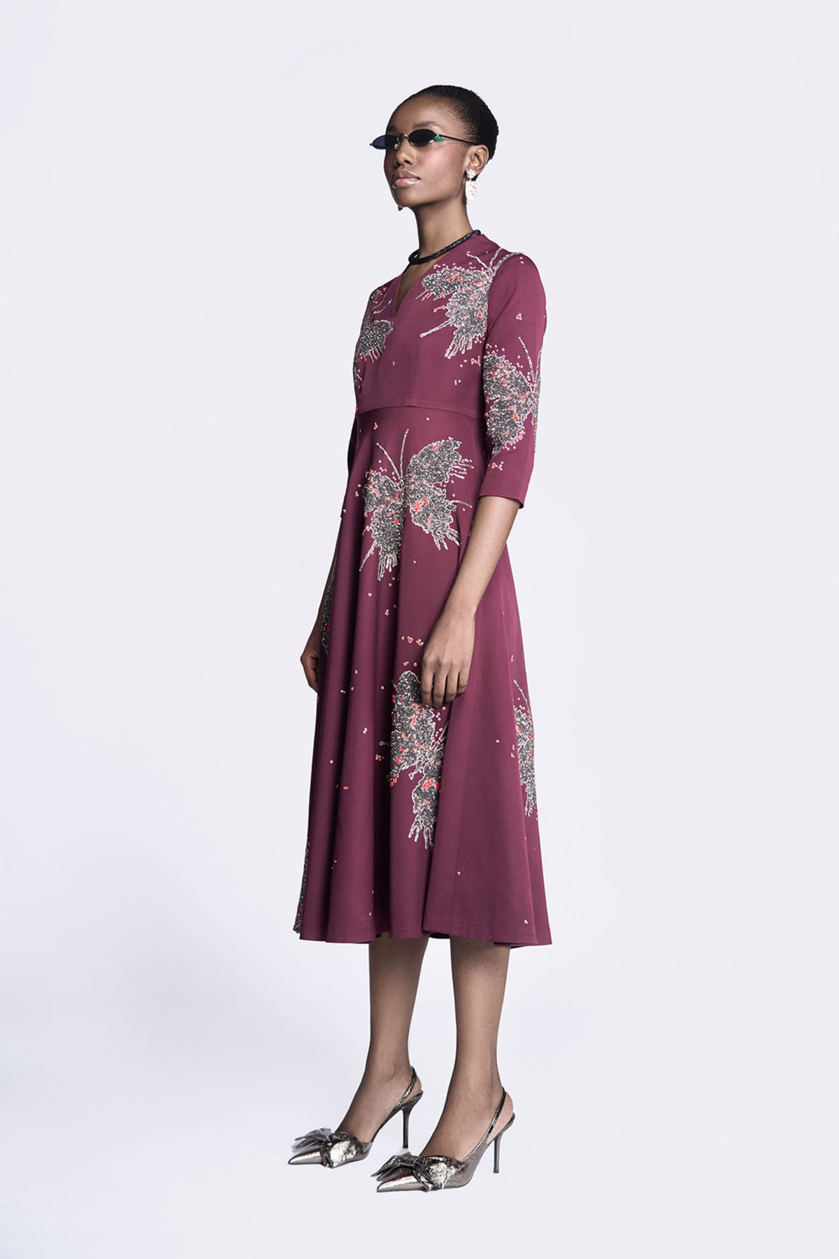 Butterfly Splashes Circular Midi Dress