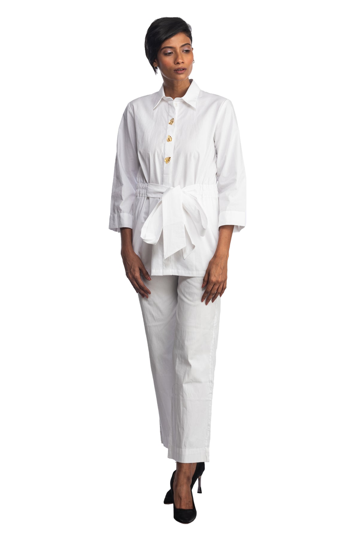 White equatorial tie shirt