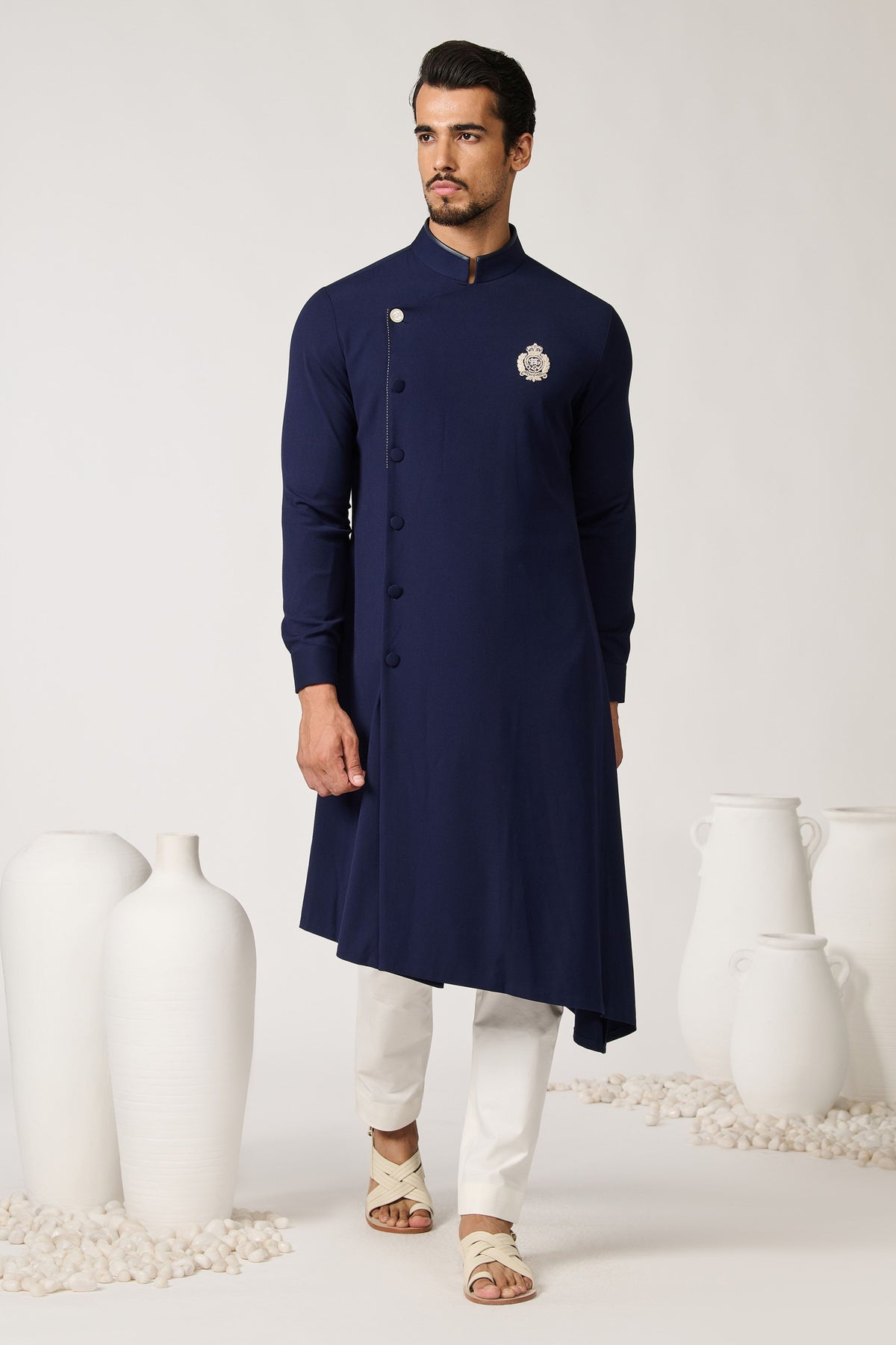 Minimalistic Navy Asymmetric Kurta