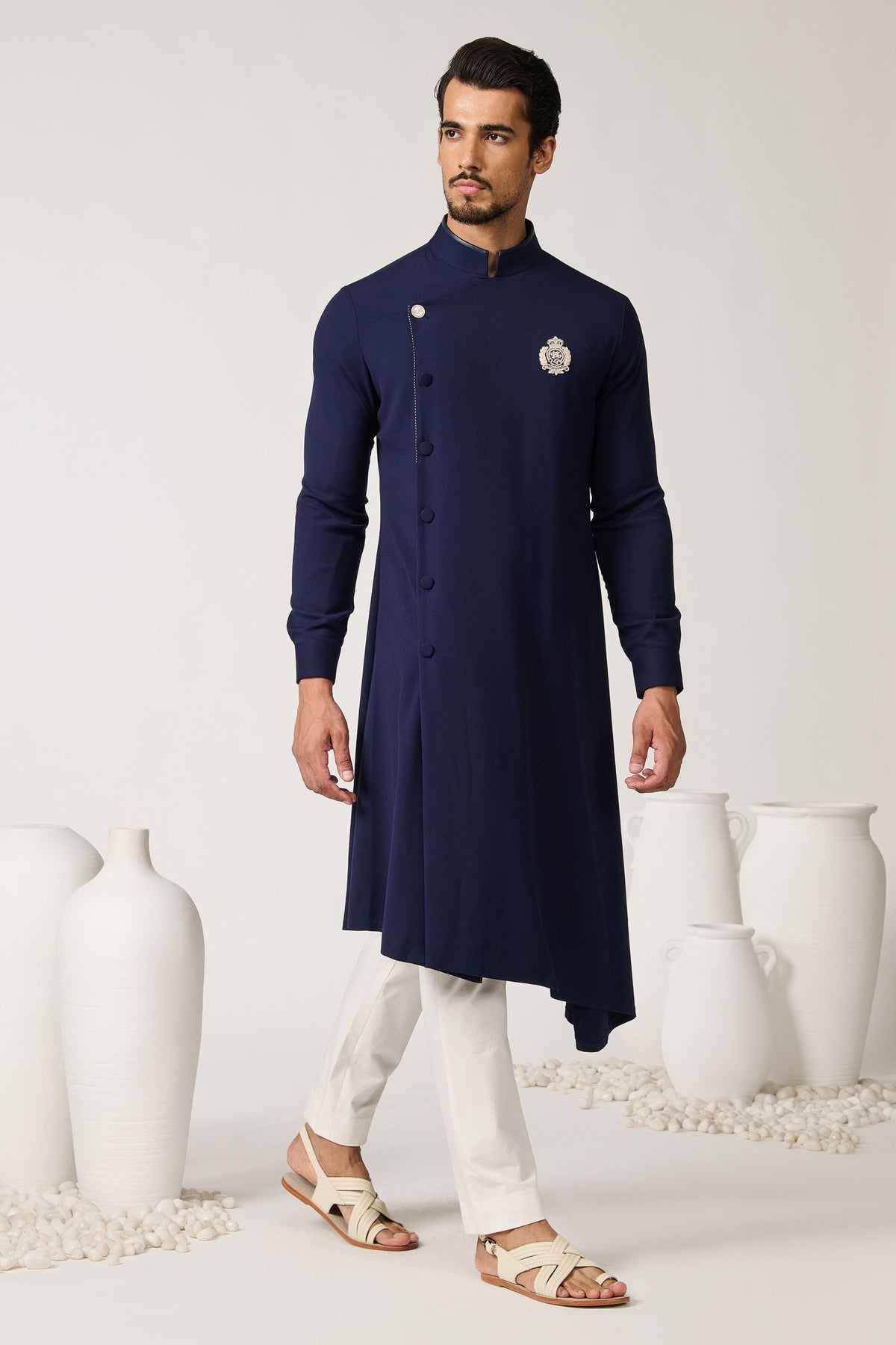 Minimalistic Navy Asymmetric Kurta