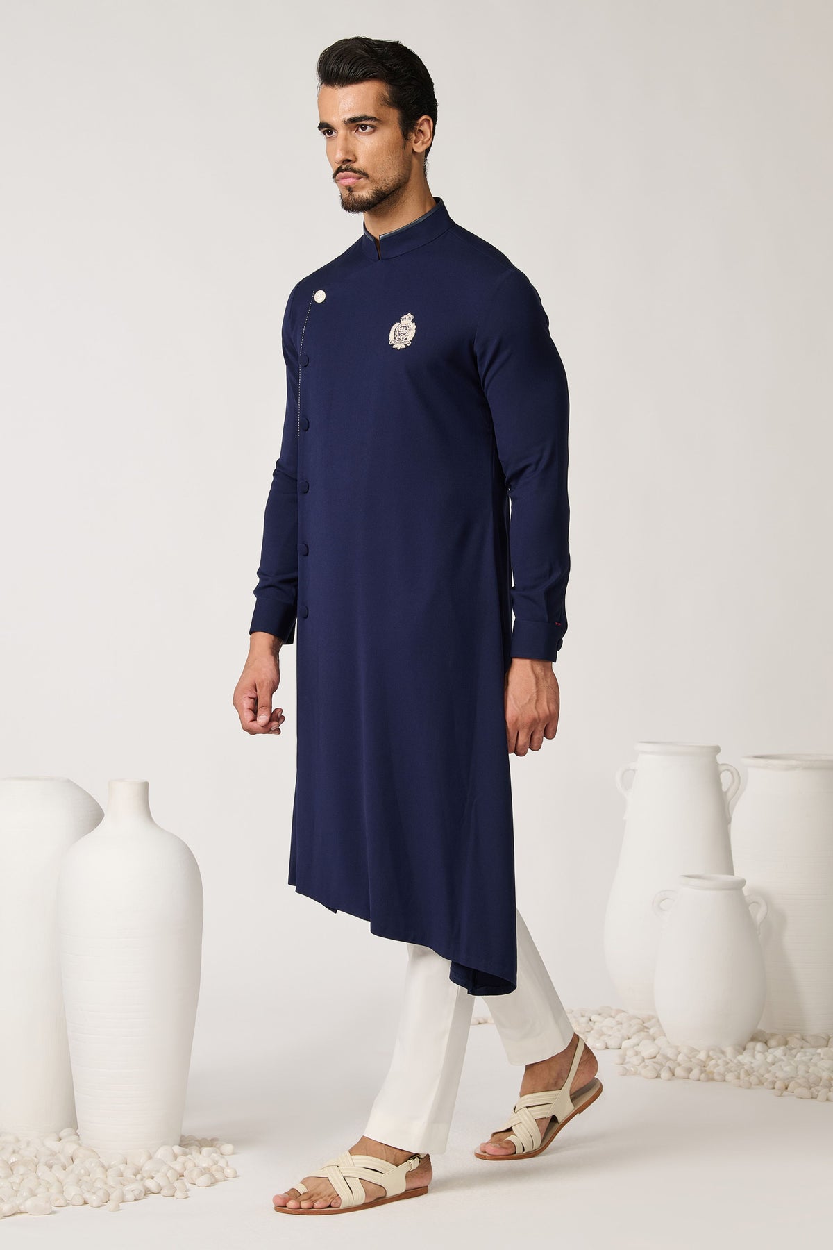 Minimalistic Navy Asymmetric Kurta