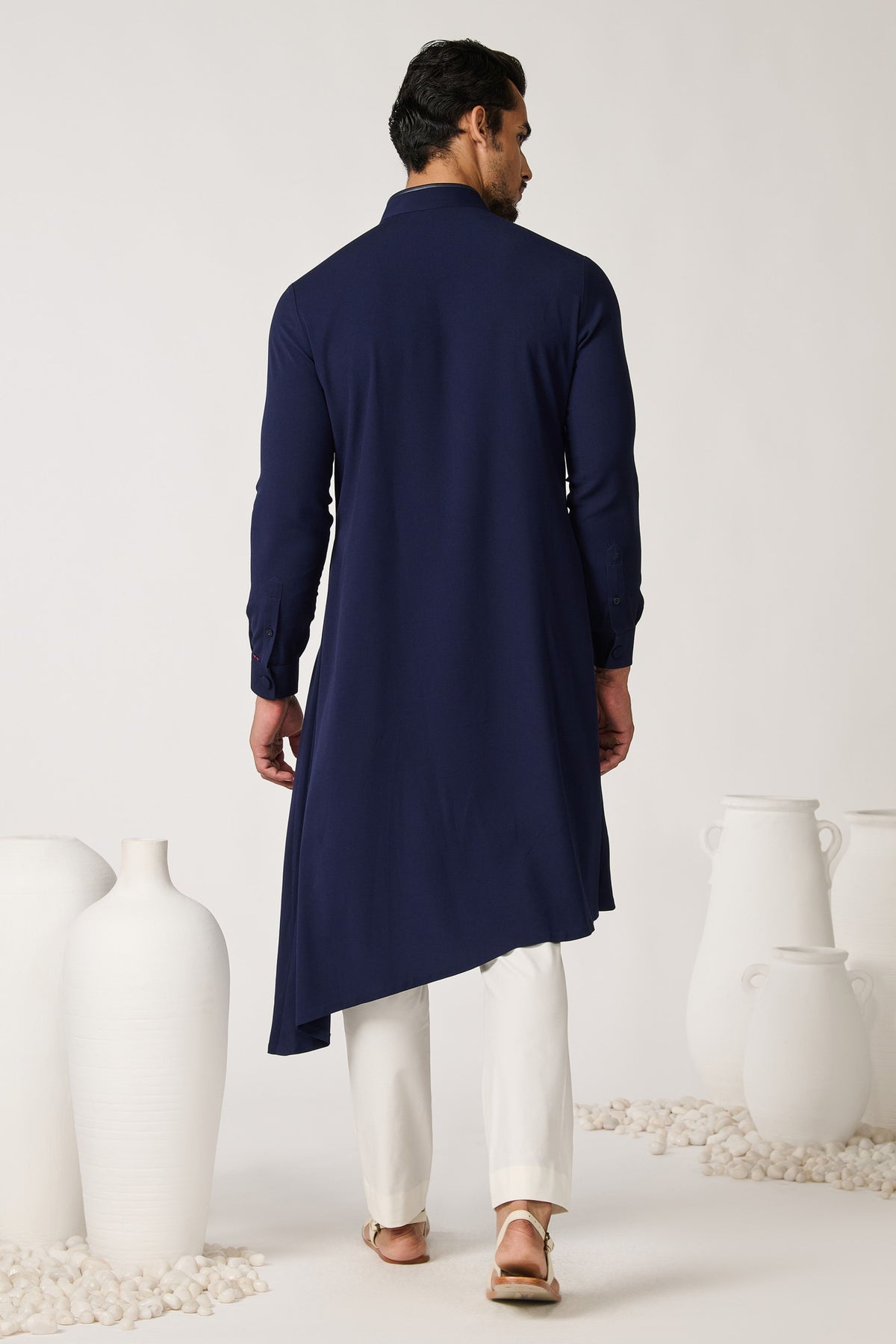 Minimalistic Navy Asymmetric Kurta