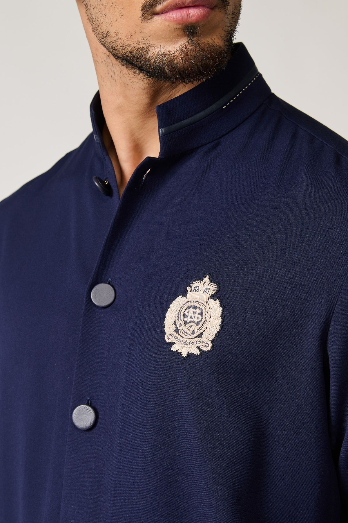 Navy Crested Shirt Kurta