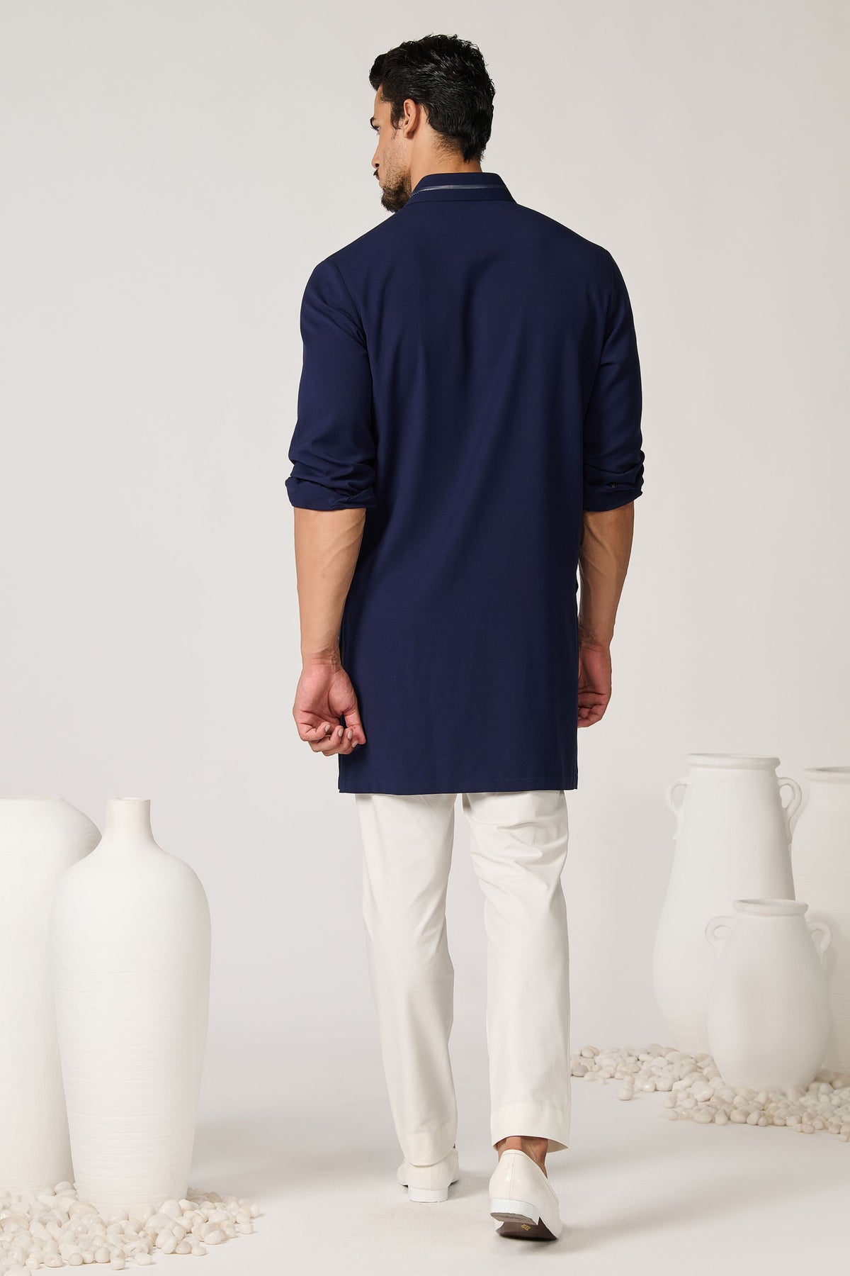 Navy Crested Shirt Kurta