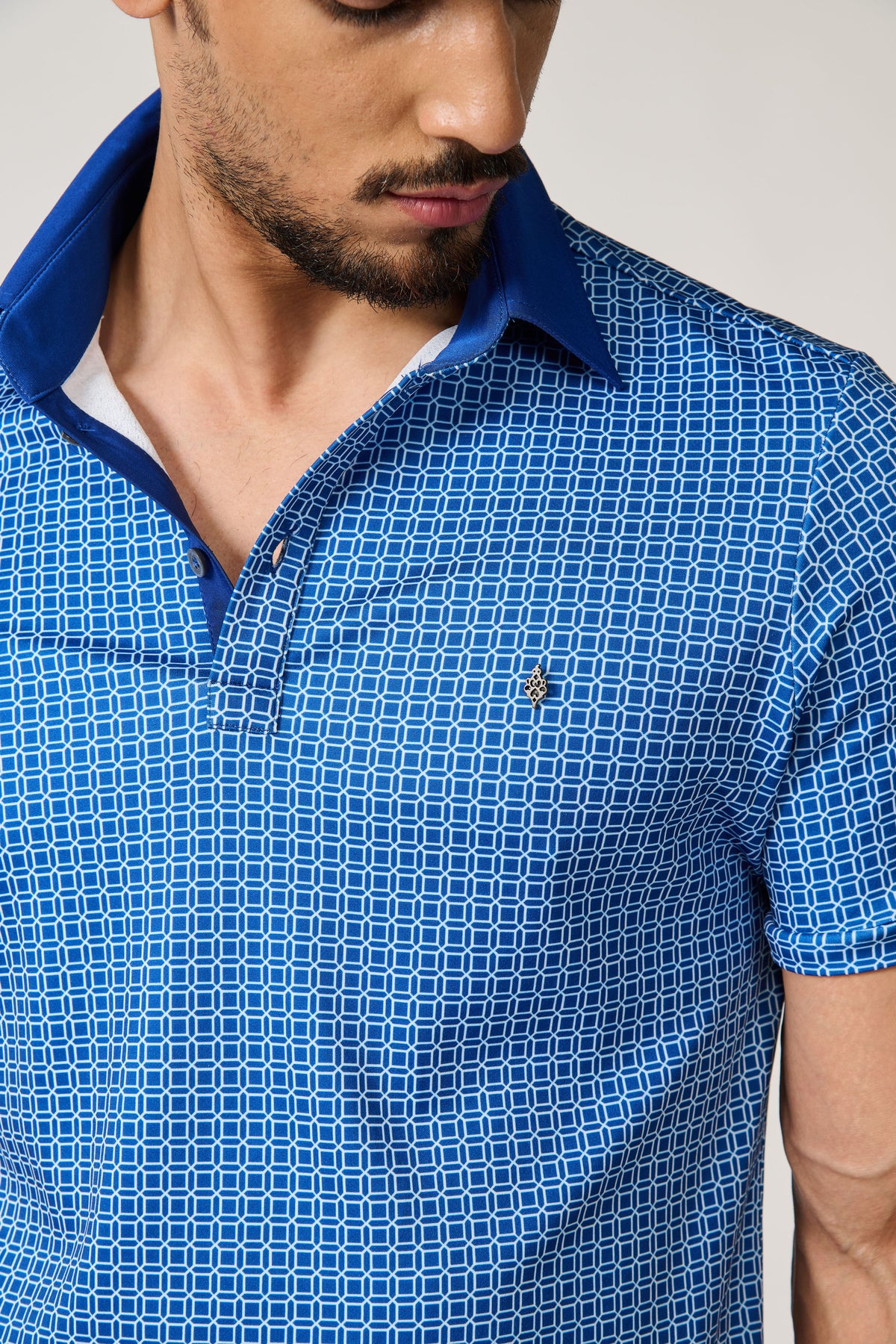 Blue Printed Polo T-shirt