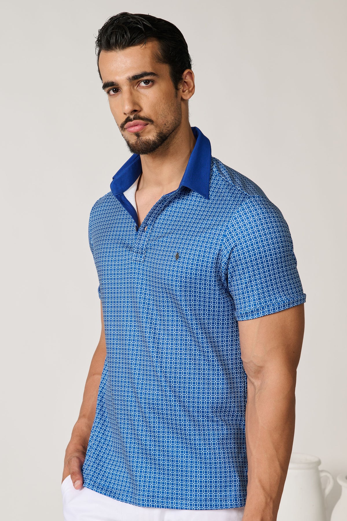 Blue Printed Polo T-shirt