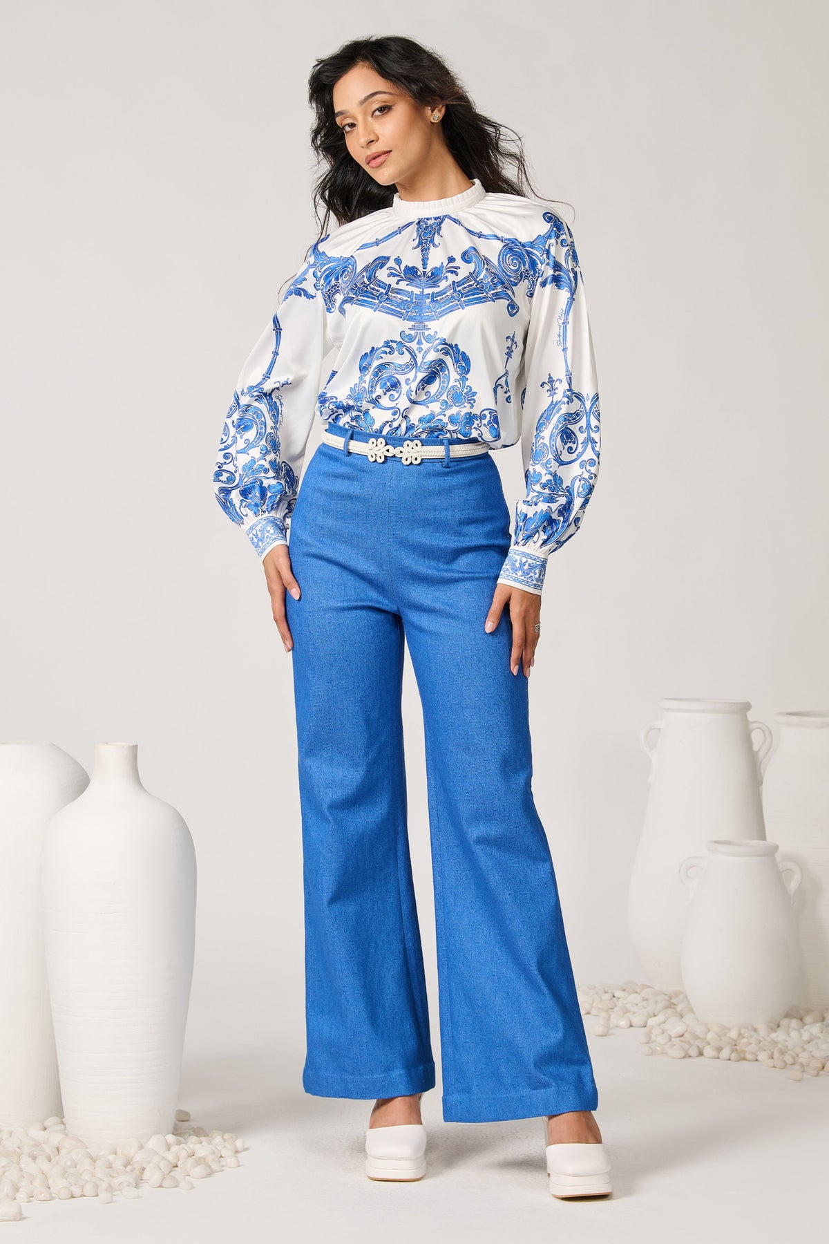 Azulejo Printed Crepe Top