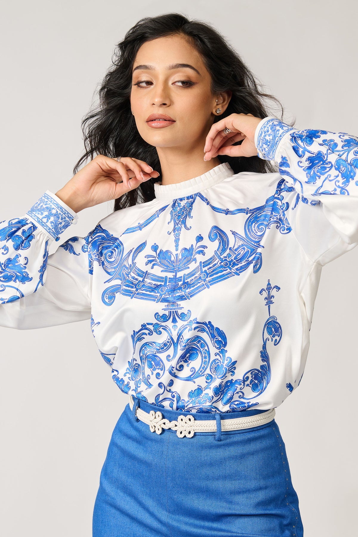 Azulejo Printed Crepe Top