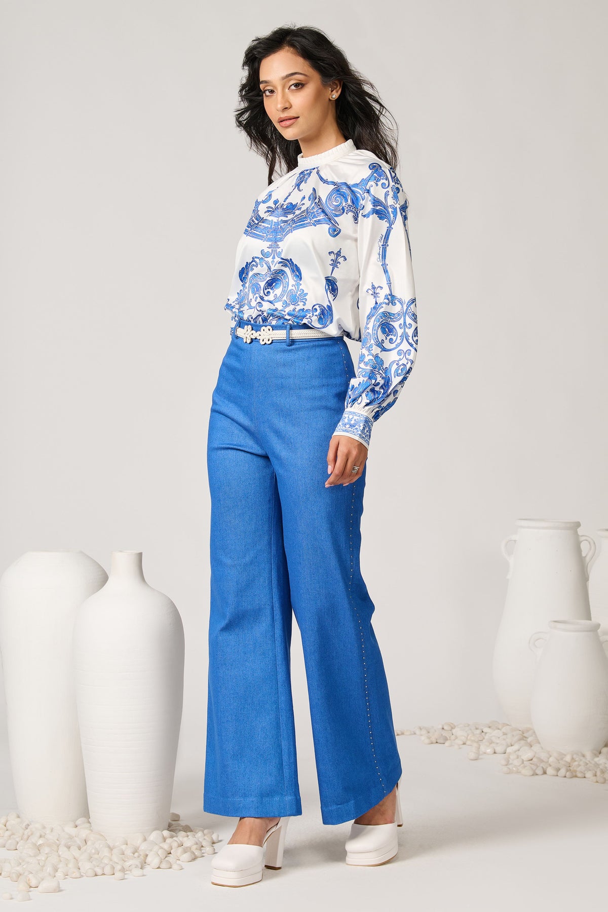 Azulejo Printed Crepe Top