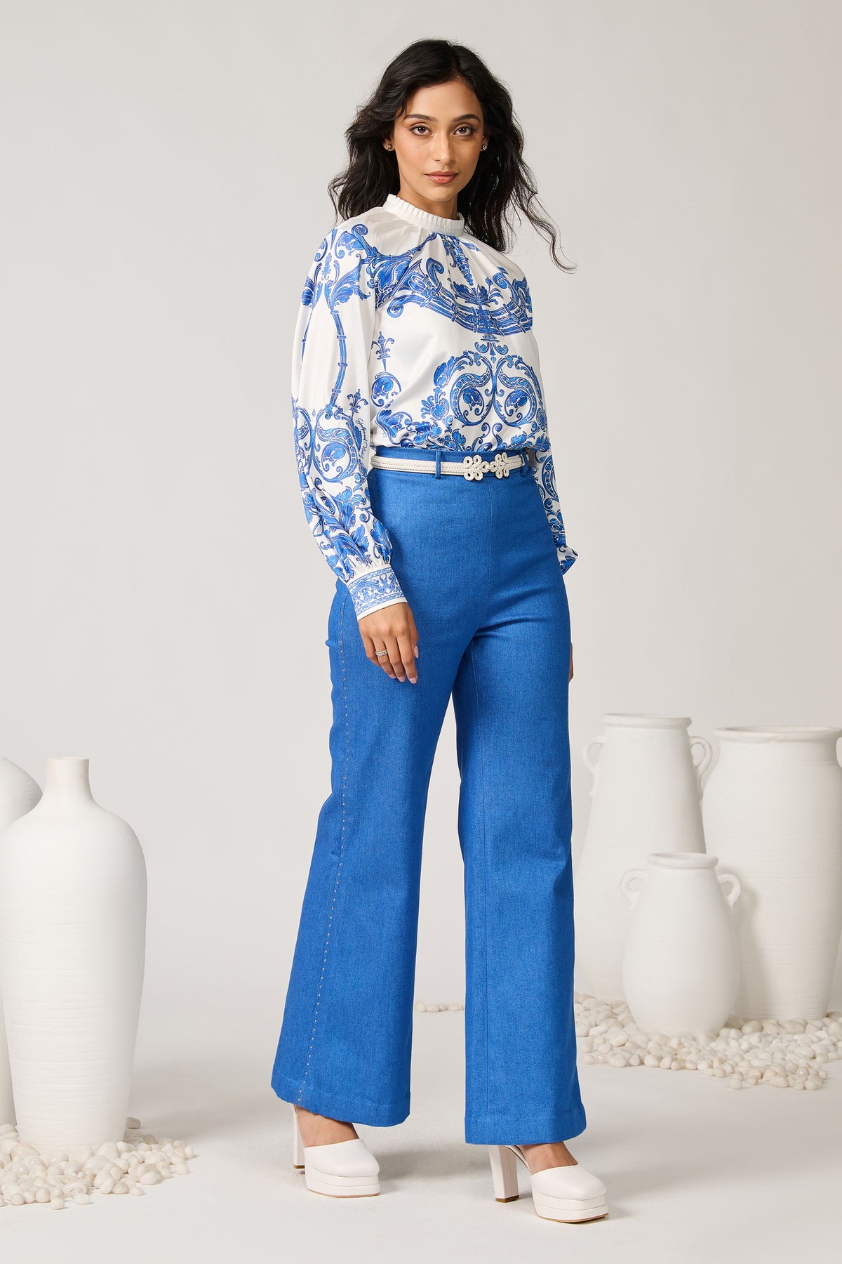 Azulejo Printed Crepe Top