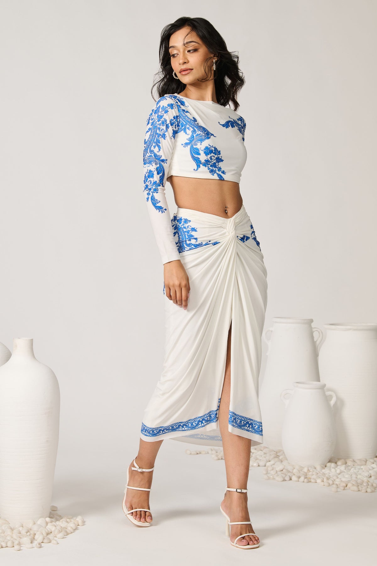 Azulejo Printed Draped Skirt