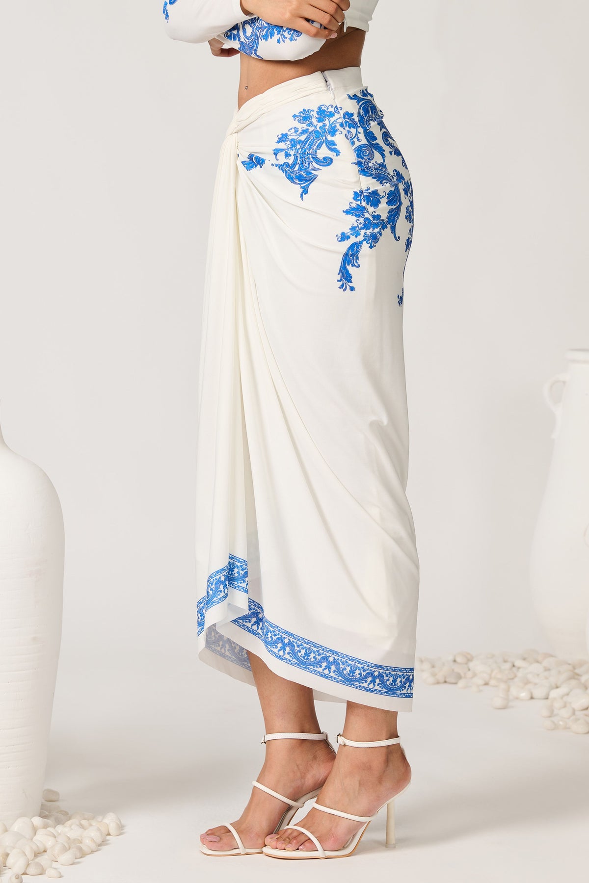 Azulejo Printed Draped Skirt