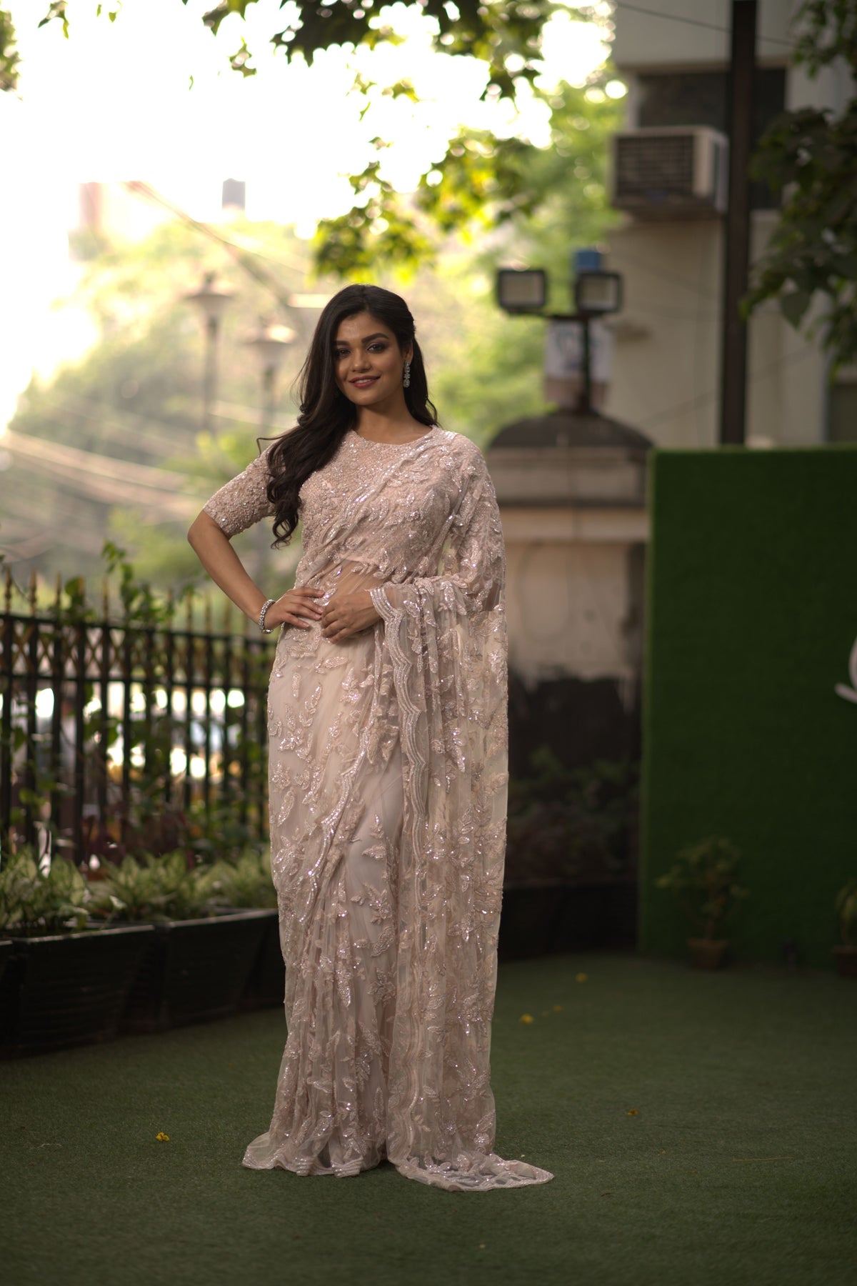 Peach Sequence Saree