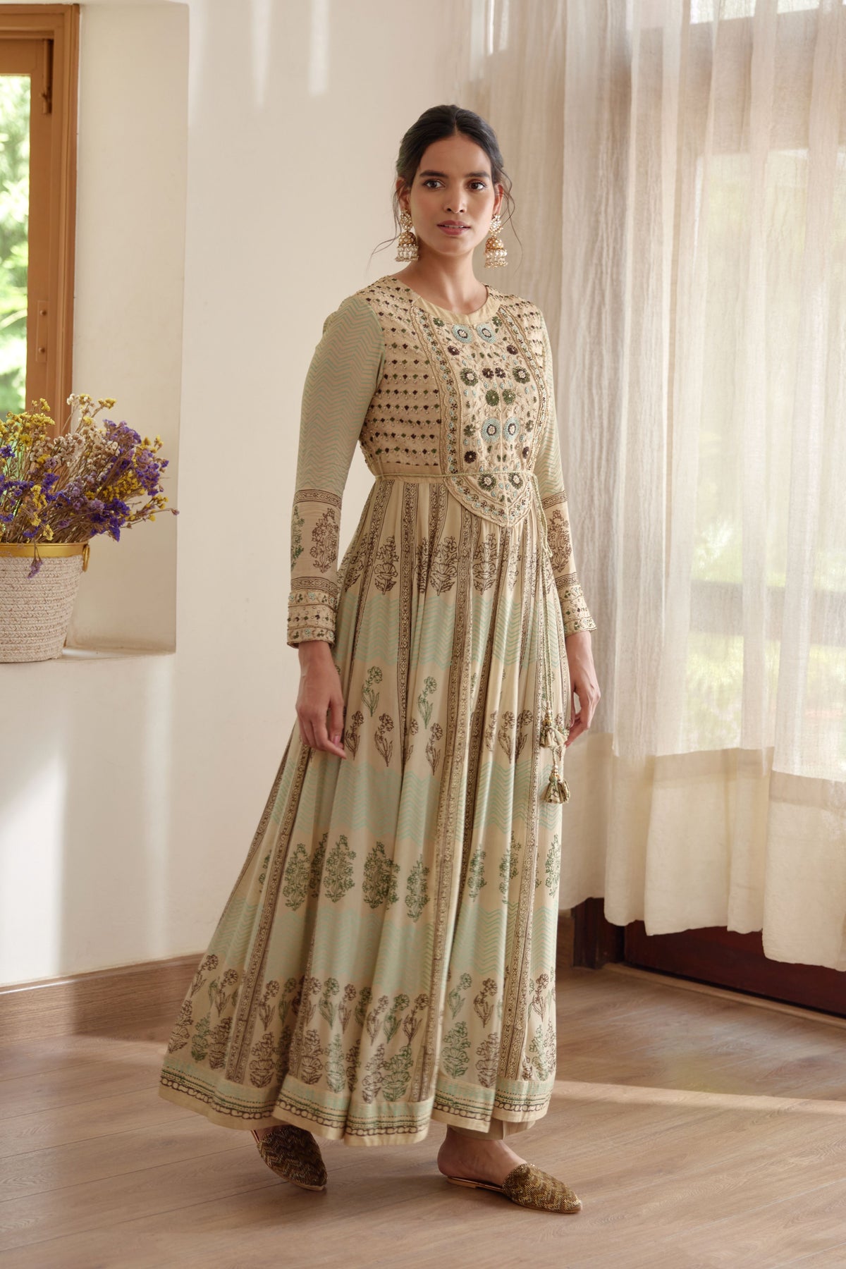 Hand Block Printed Anarkali Set