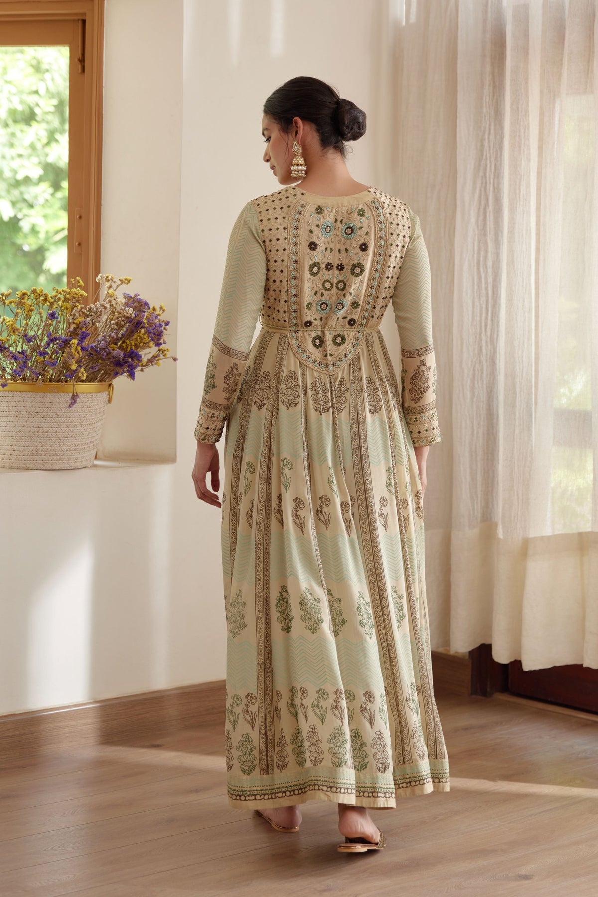 Hand Block Printed Anarkali Set