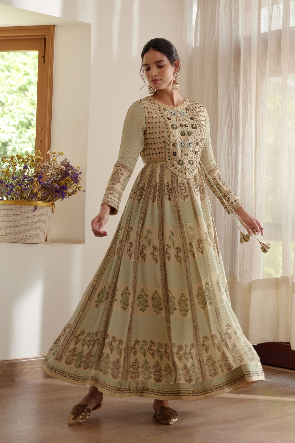 Hand Block Printed Anarkali Set