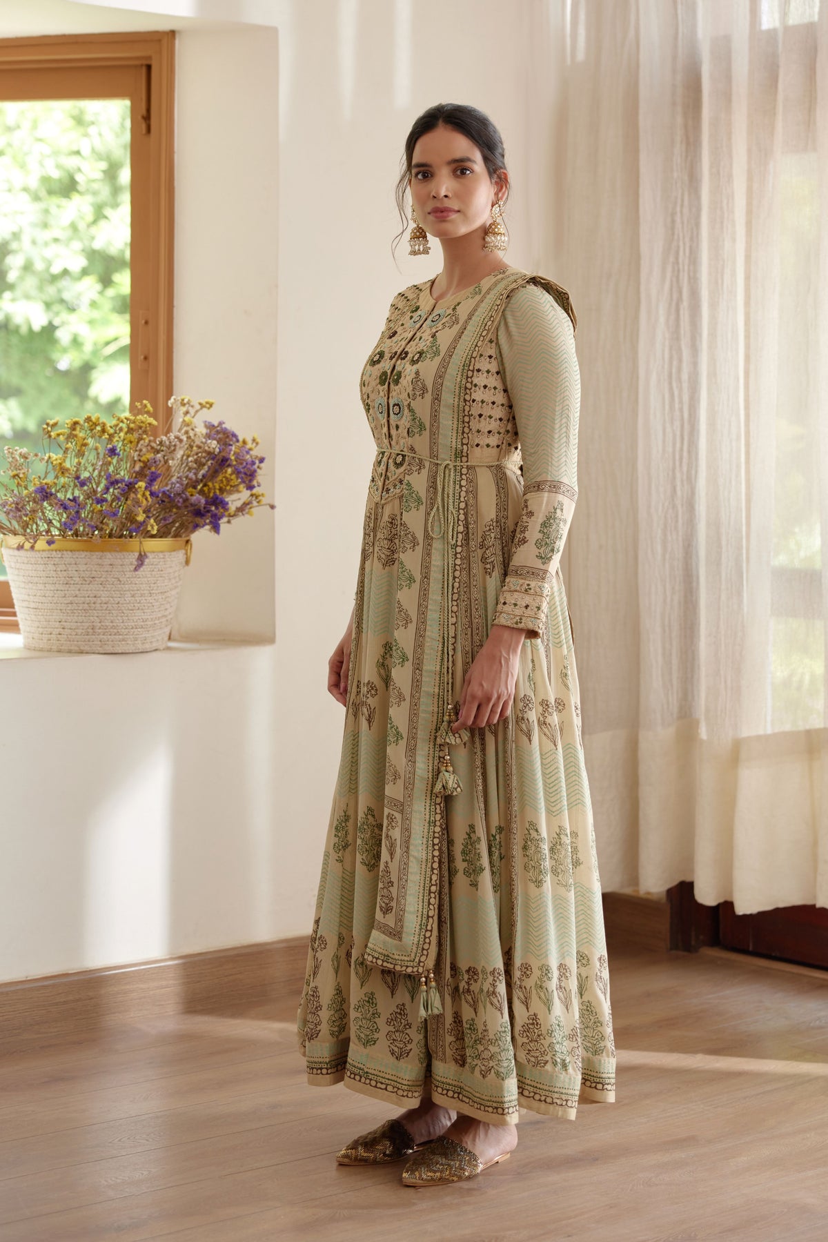 Hand Block Printed Anarkali Set