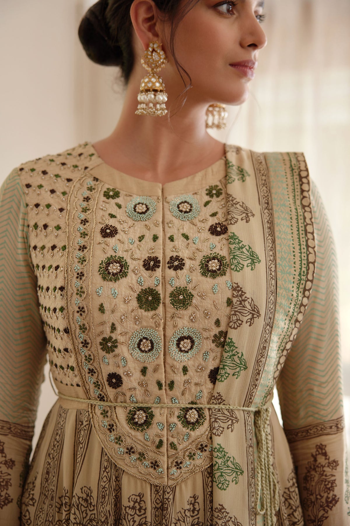 Hand Block Printed Anarkali Set