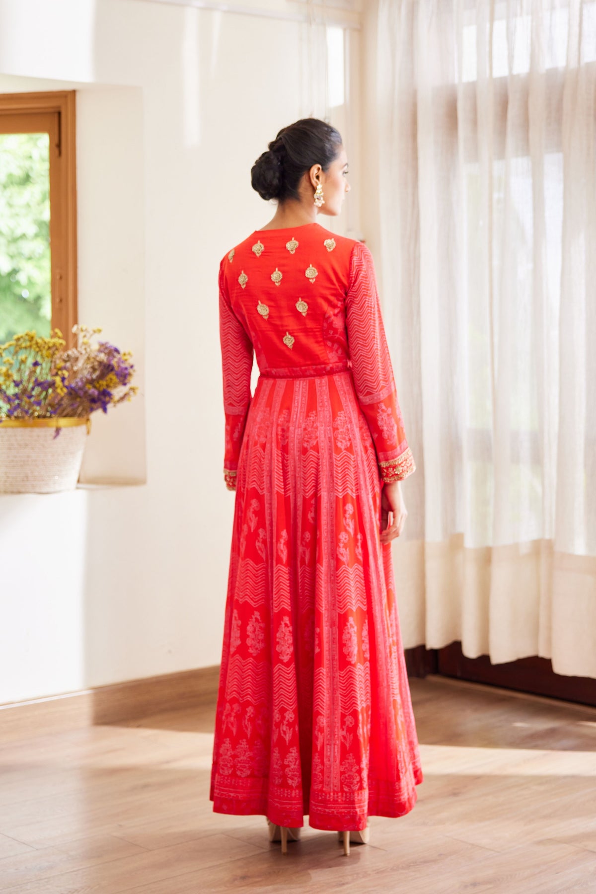 Red Anarkali Set