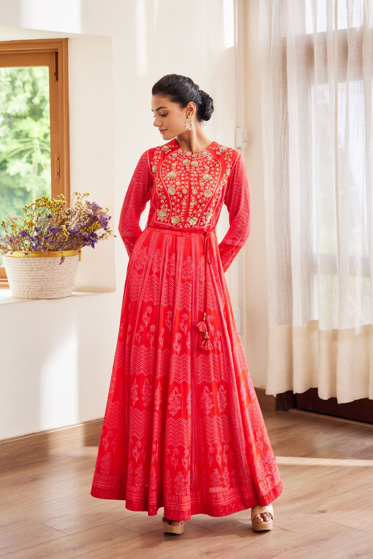 Red Anarkali Set