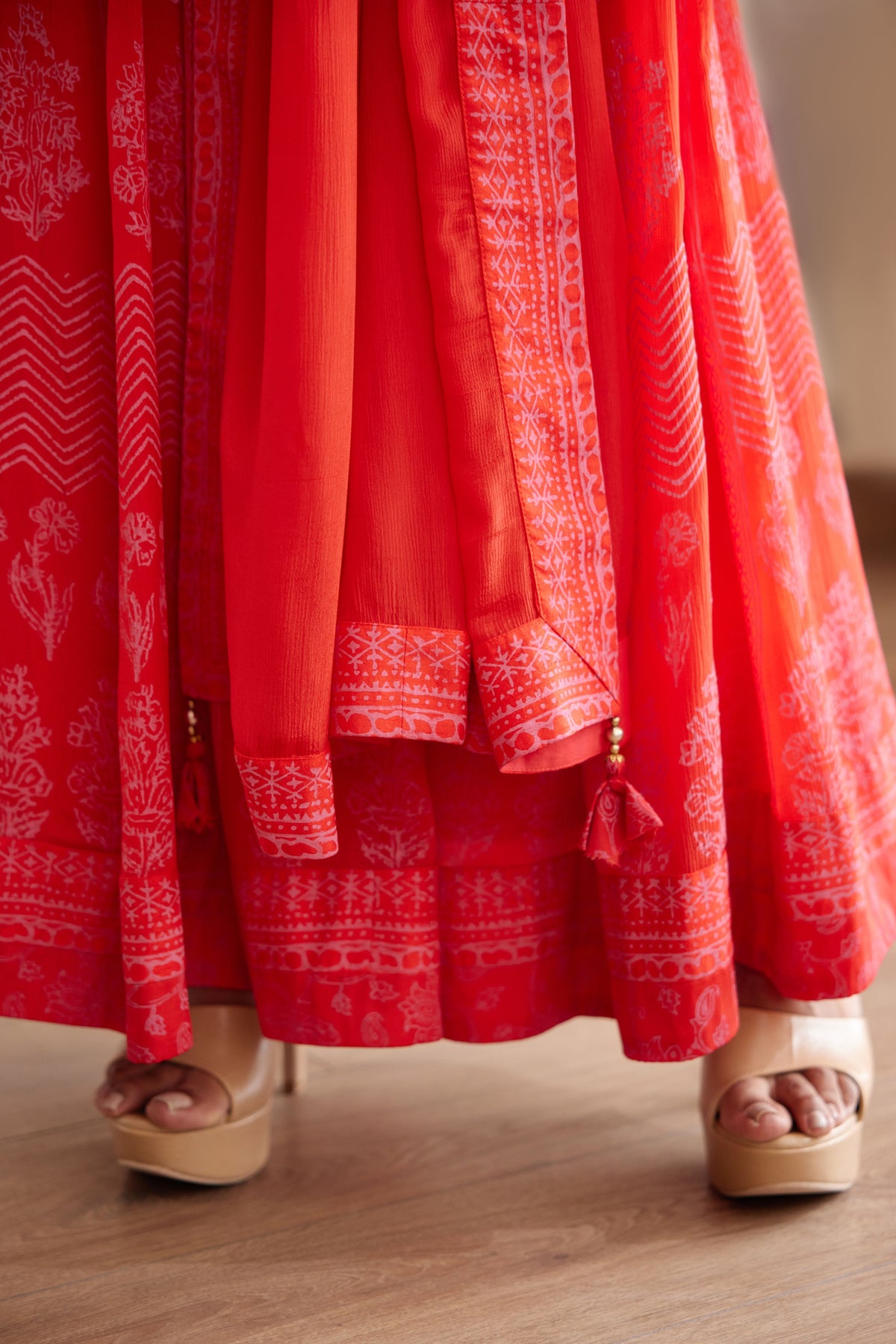 Red Anarkali Set