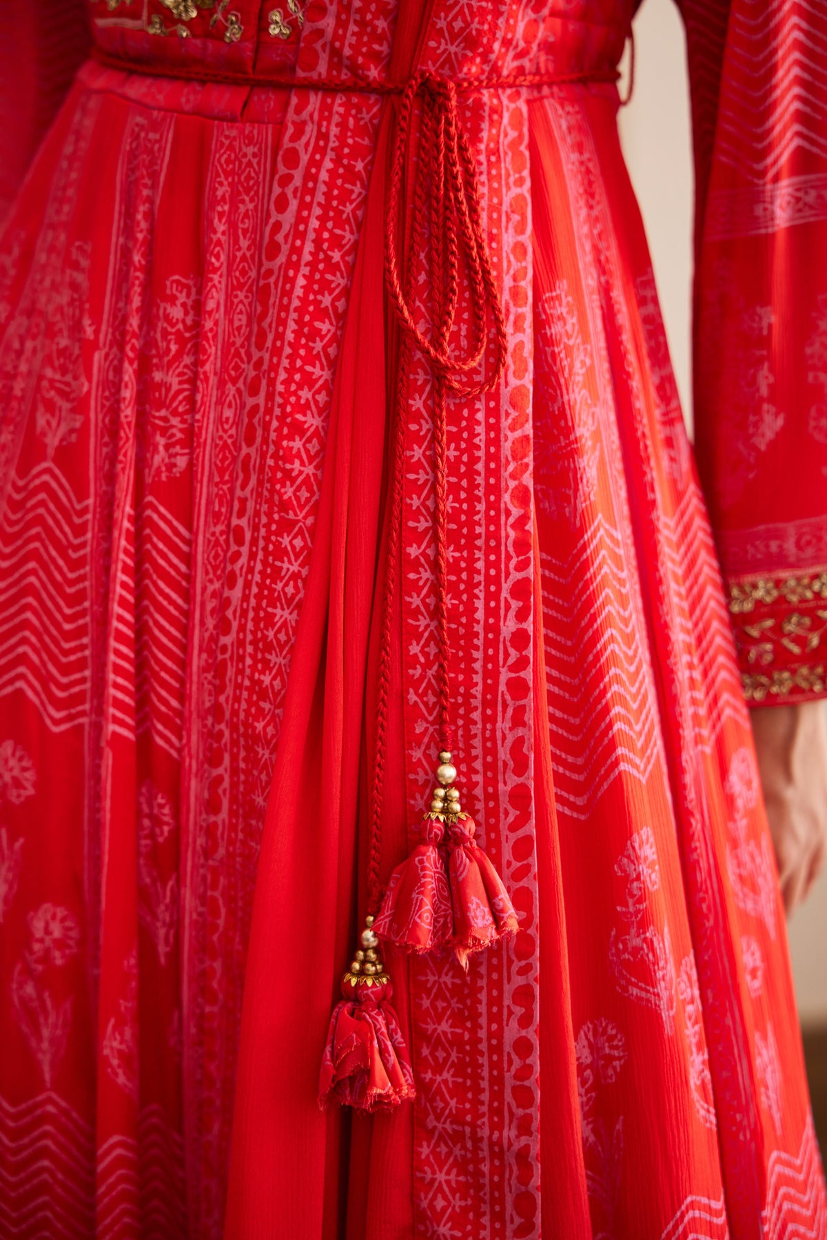 Red Anarkali Set