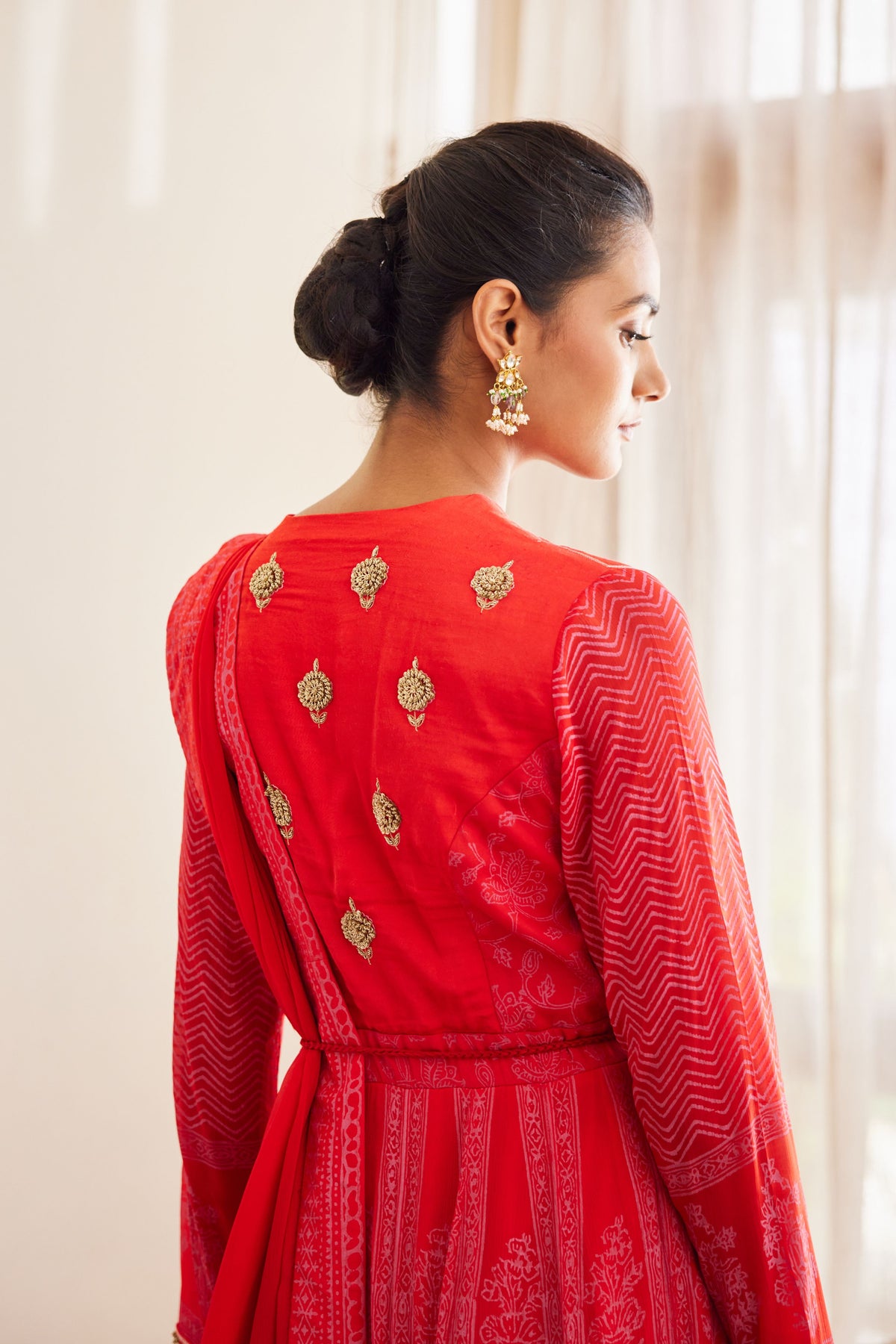 Red Anarkali Set