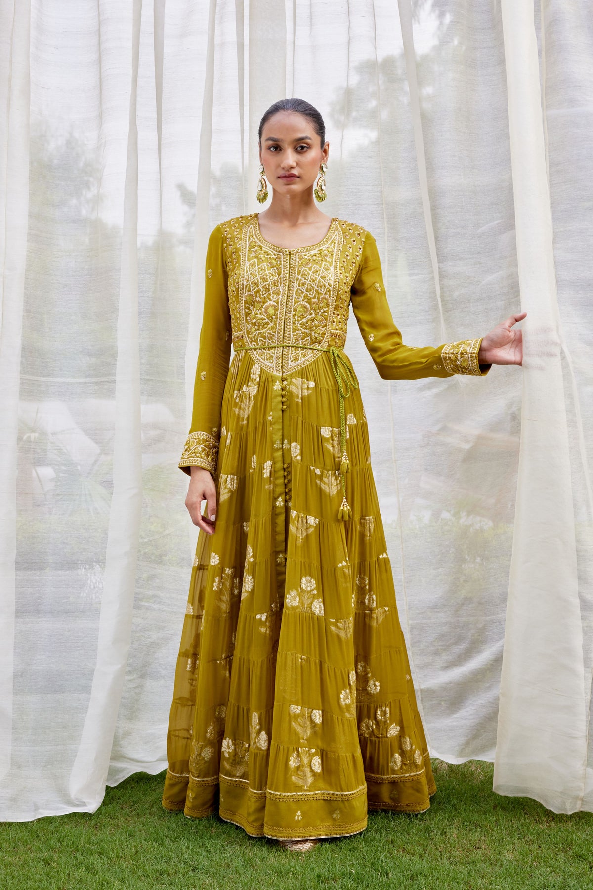 Mehendi Green Anarkali Set