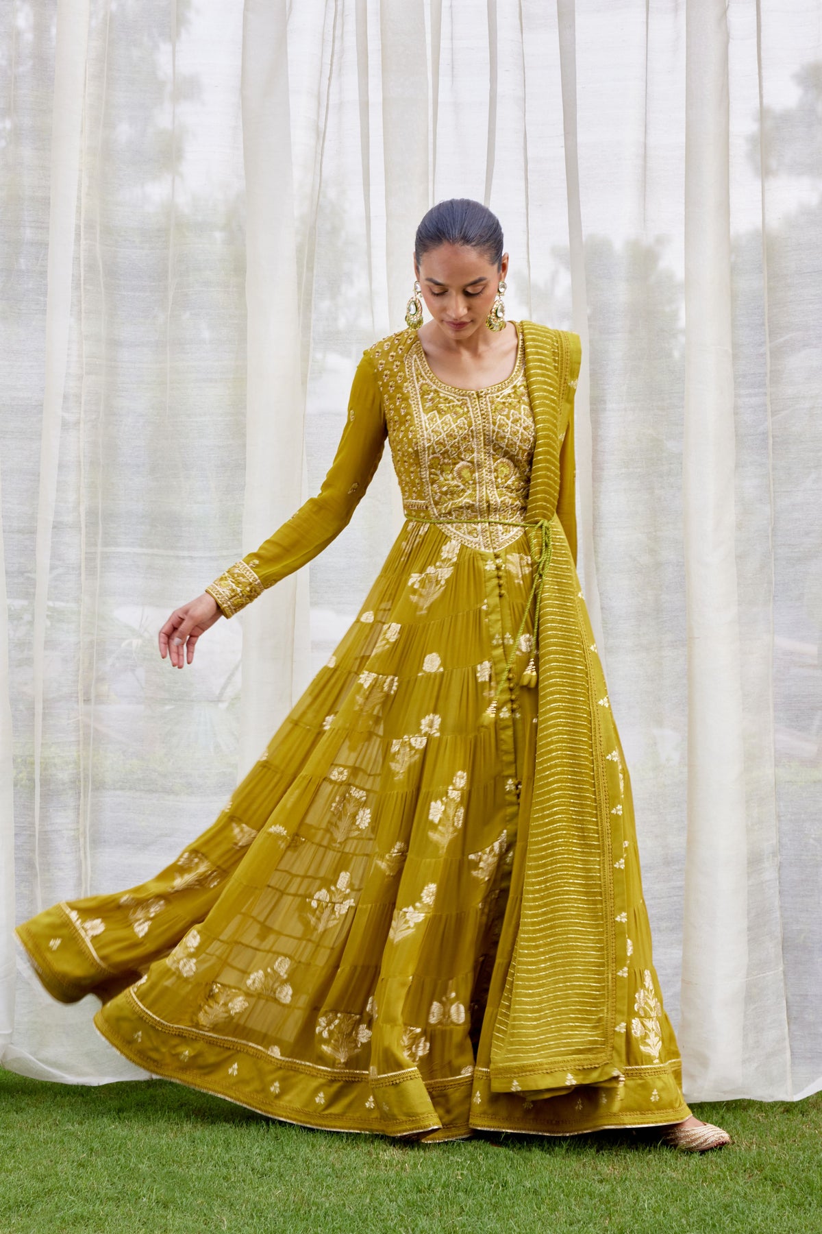 Mehendi Green Anarkali Set