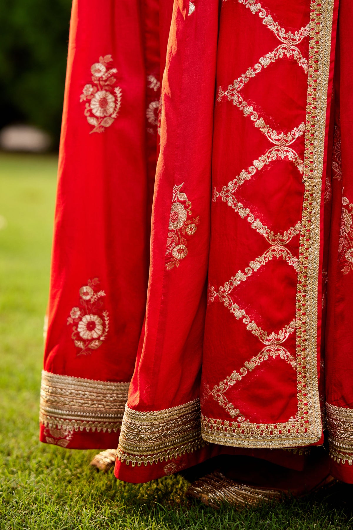 Red Embroidered Anarkali Set