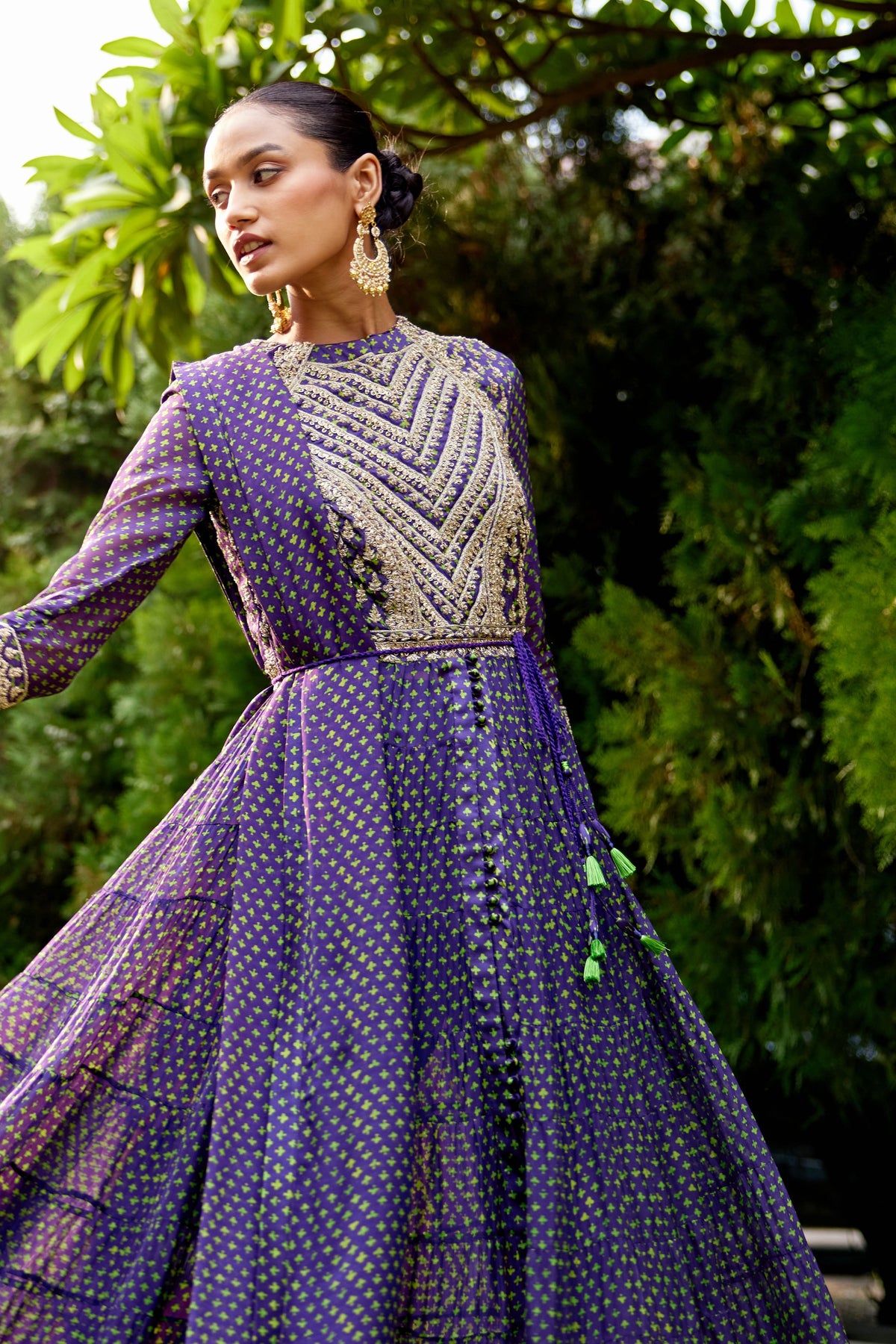 Purple Green Anarkali Set