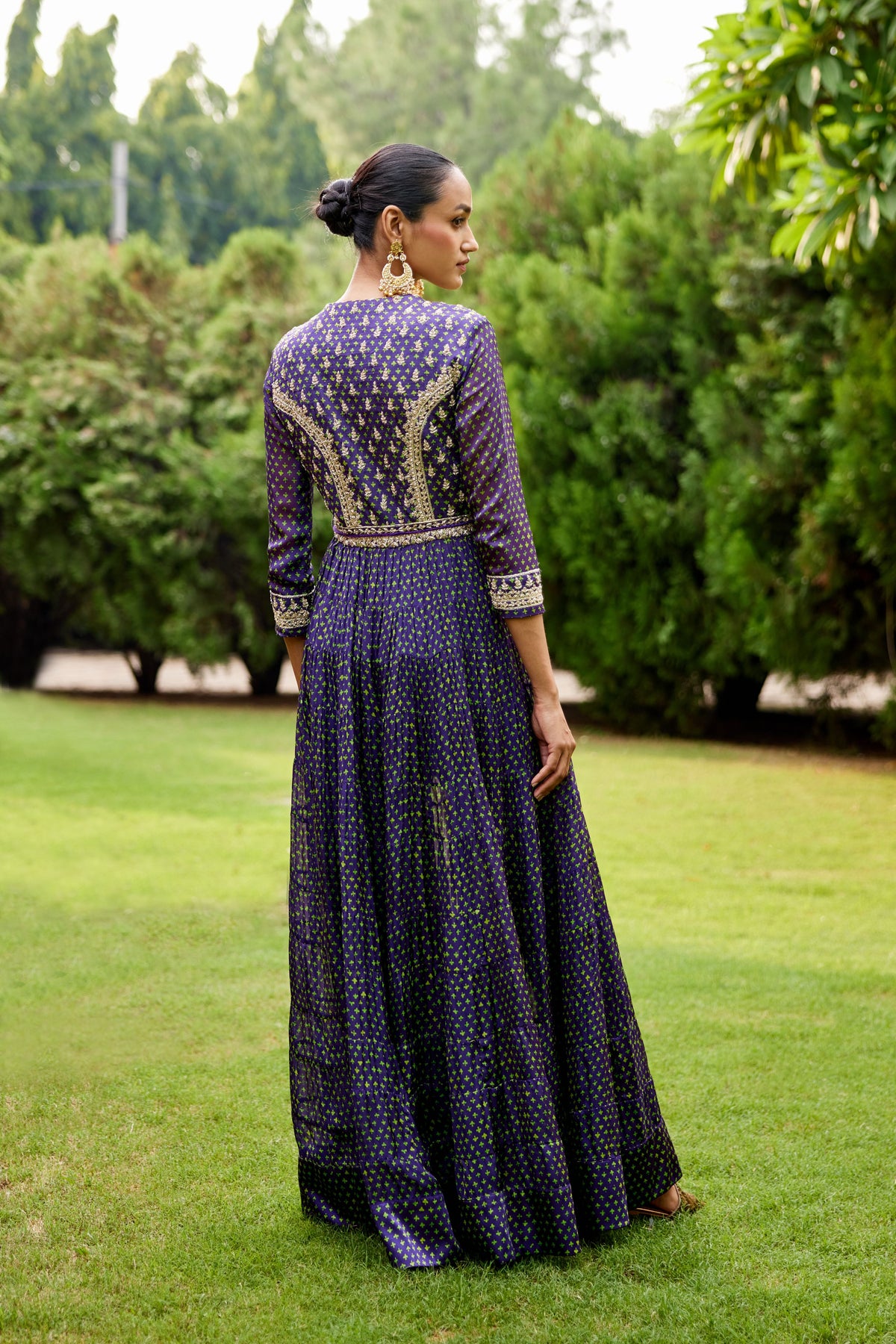 Purple Green Anarkali Set