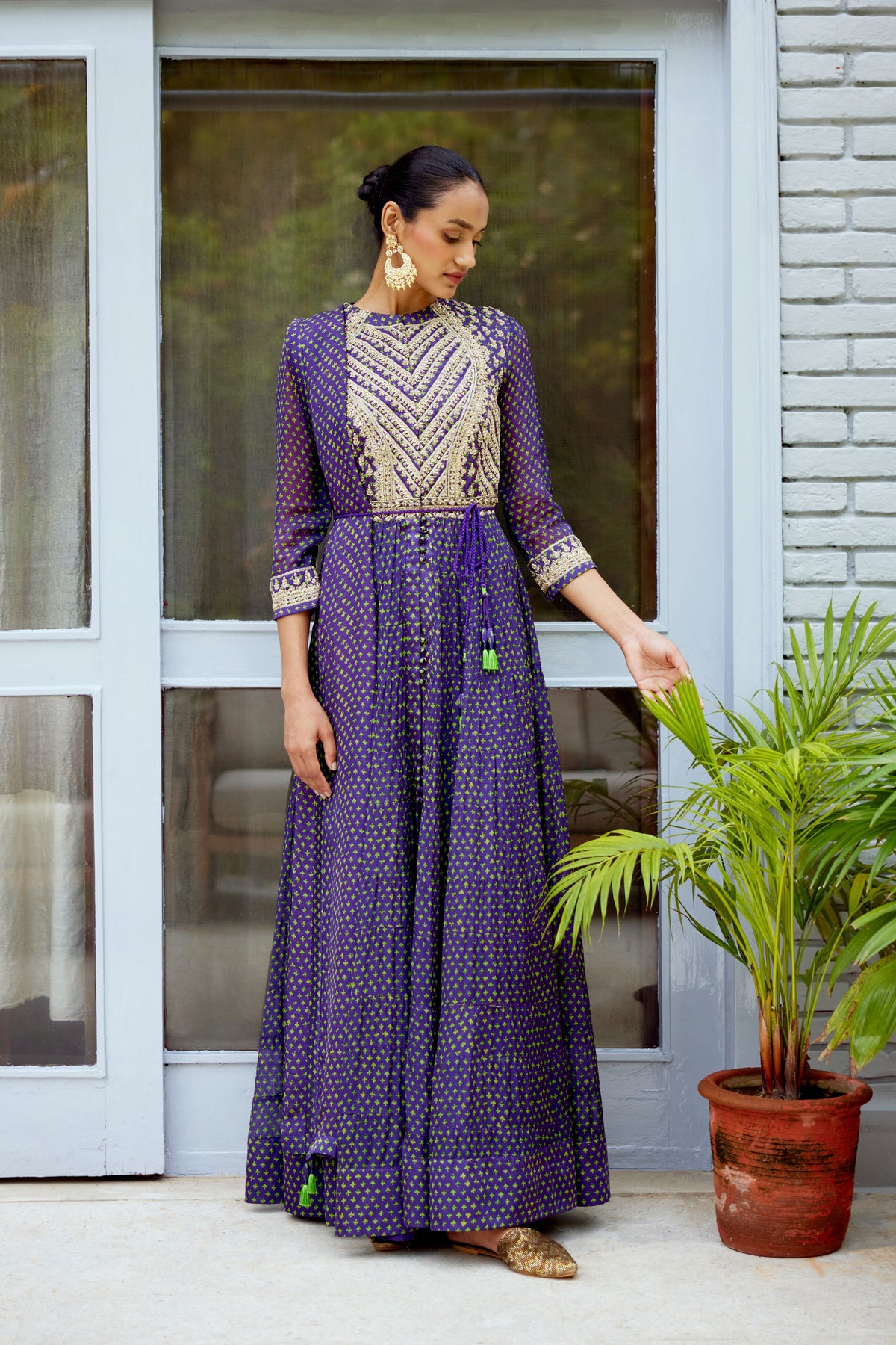 Purple Green Anarkali Set