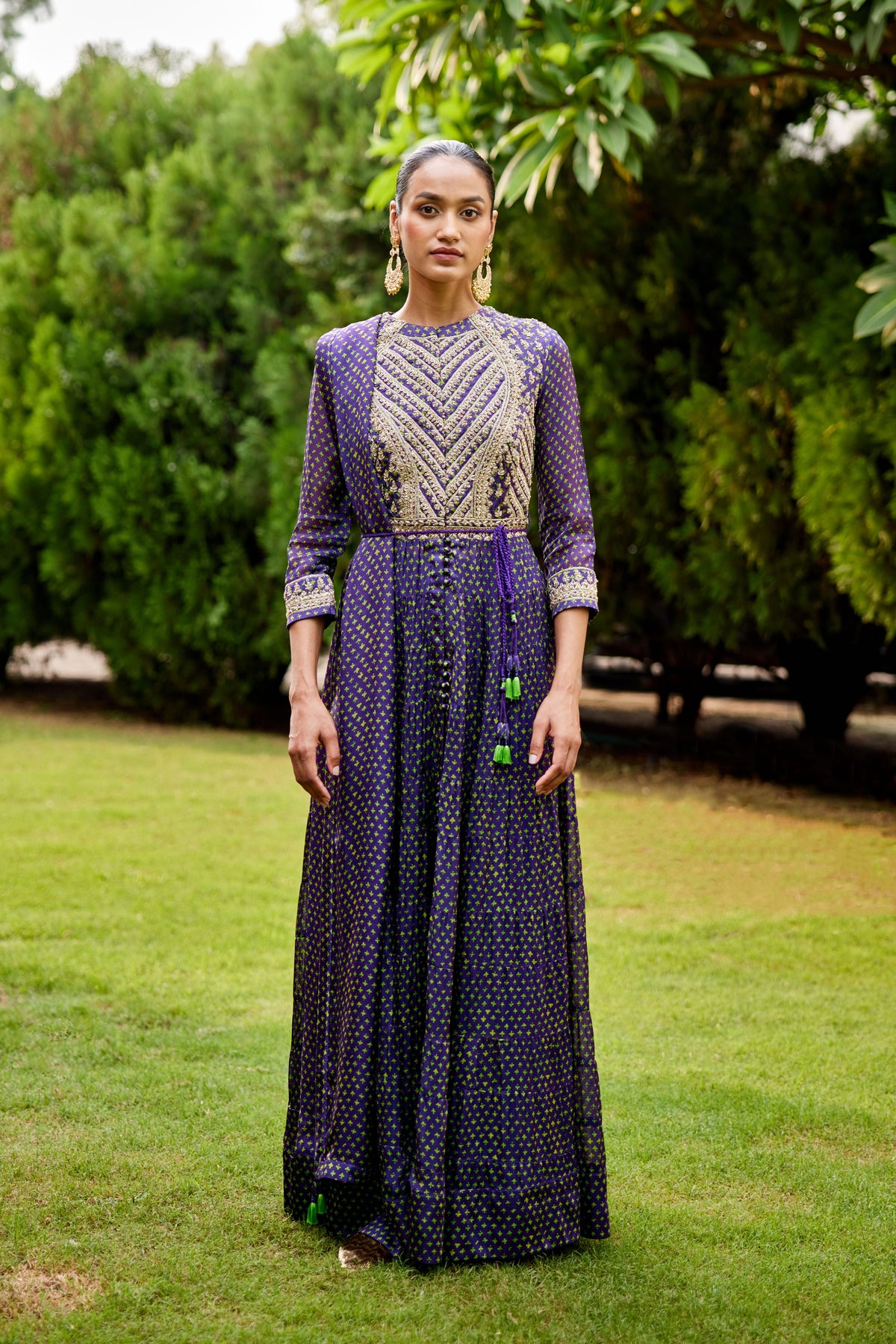 Purple Green Anarkali Set