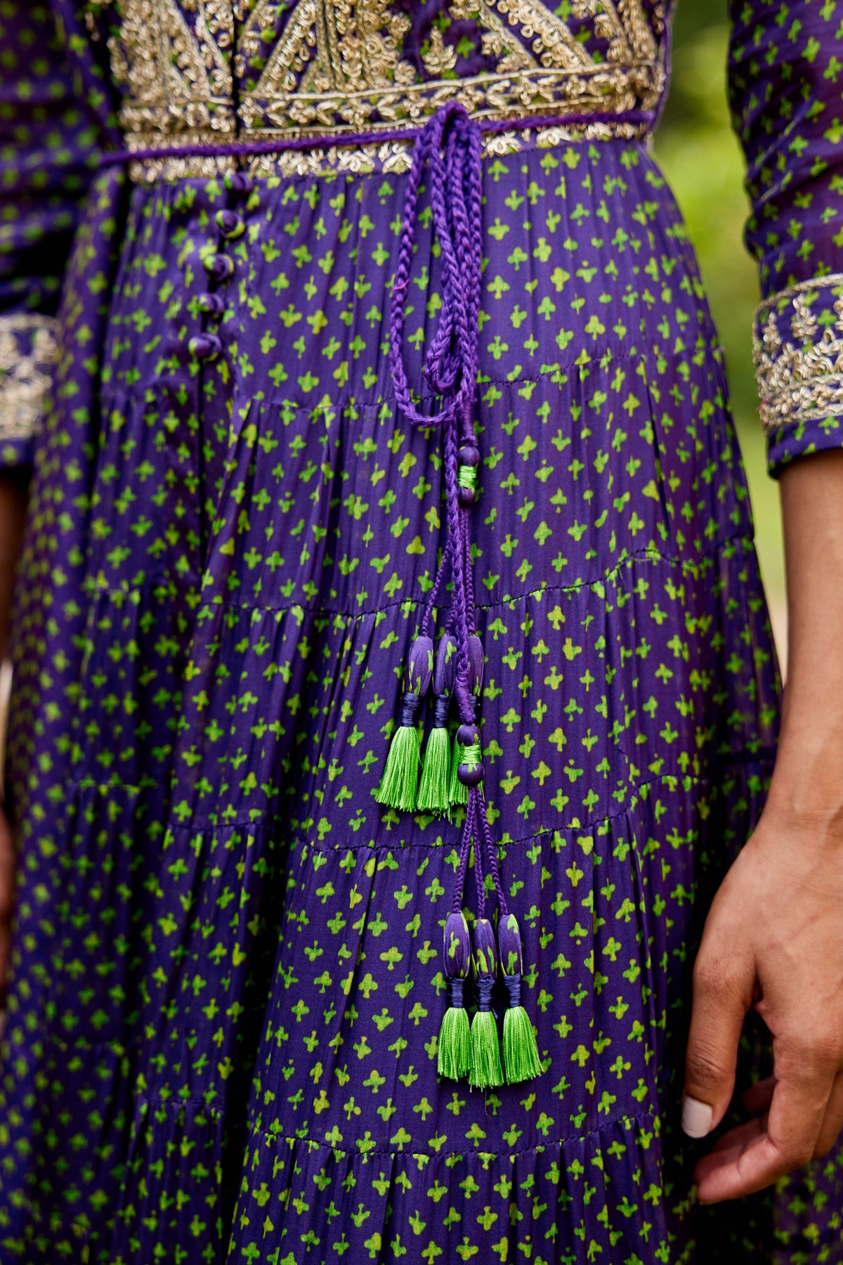 Purple Green Anarkali Set